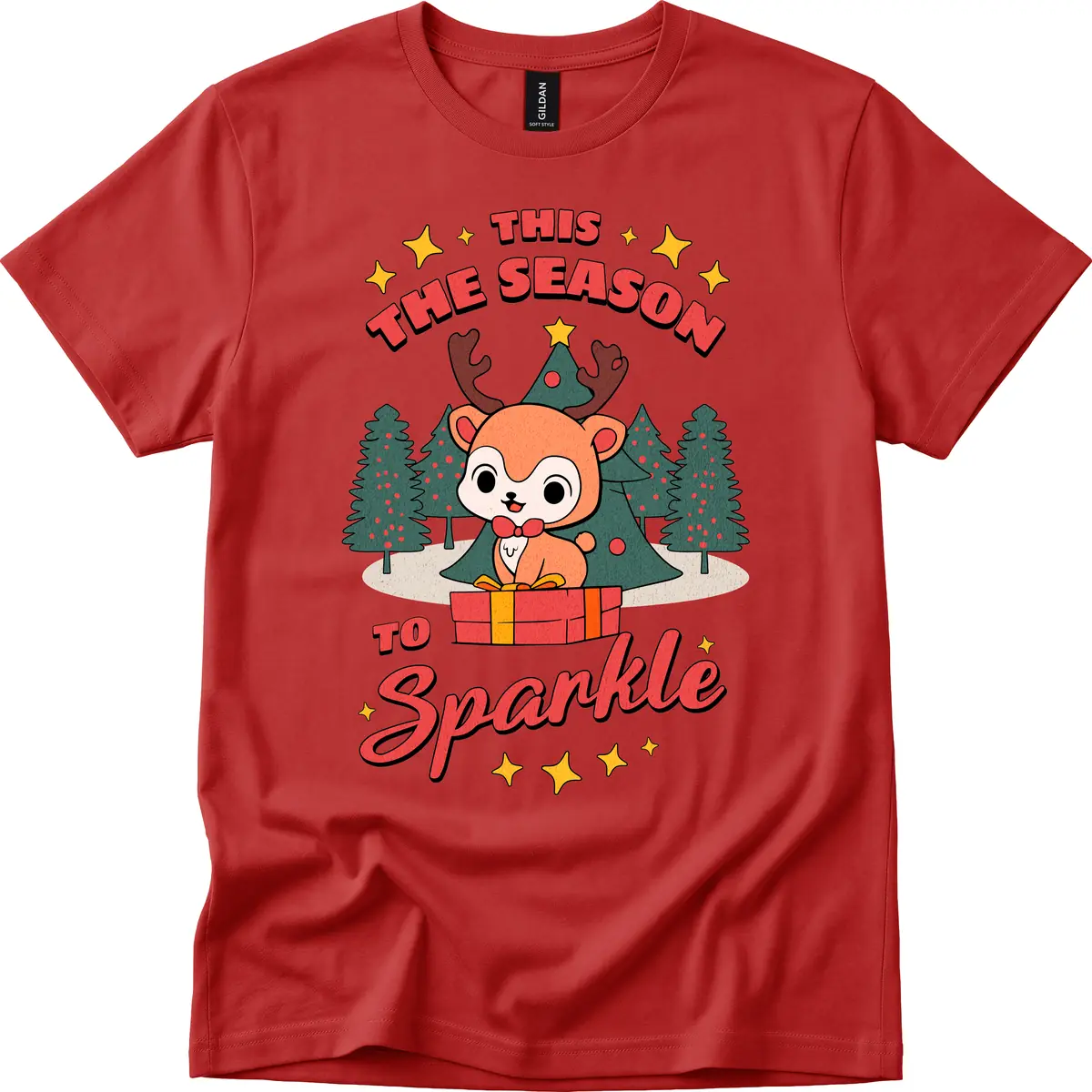 This Season To Sparkle Reindeer T-Shirt in Red