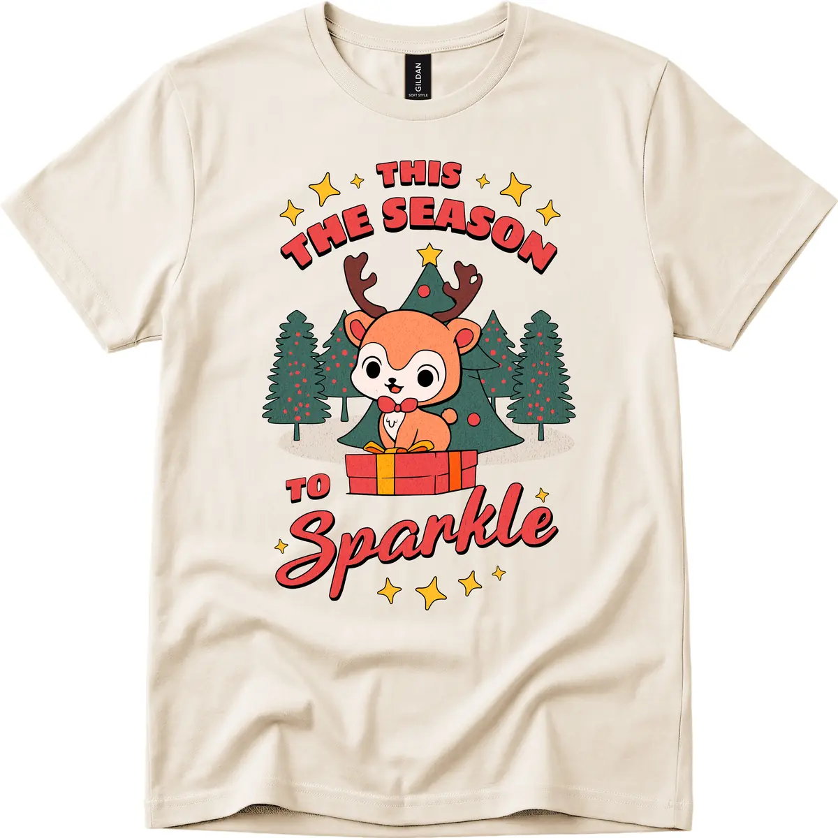 This Season To Sparkle Reindeer T-Shirt in Natural