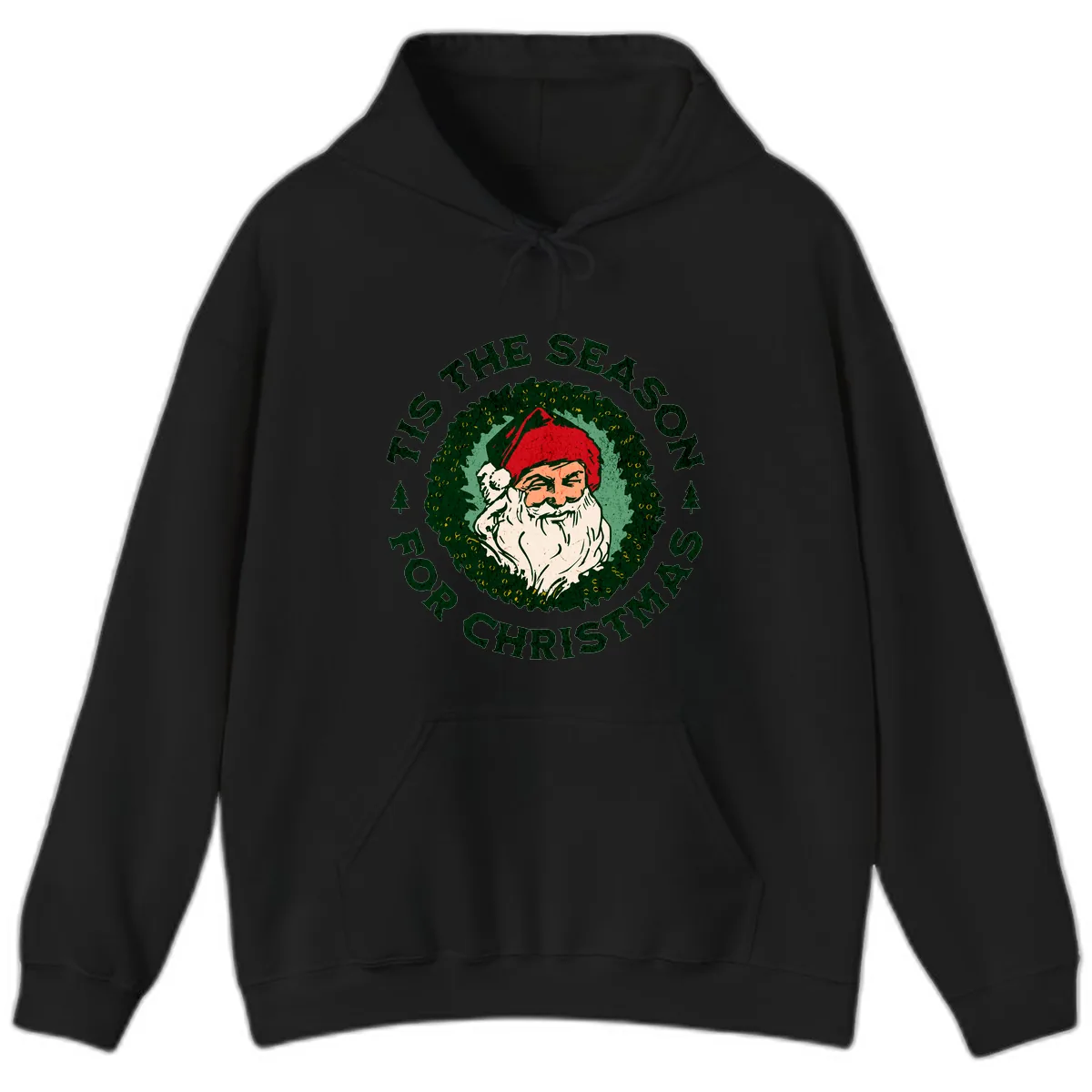 Tis The Season For Christmas Santa Hoodie in Black