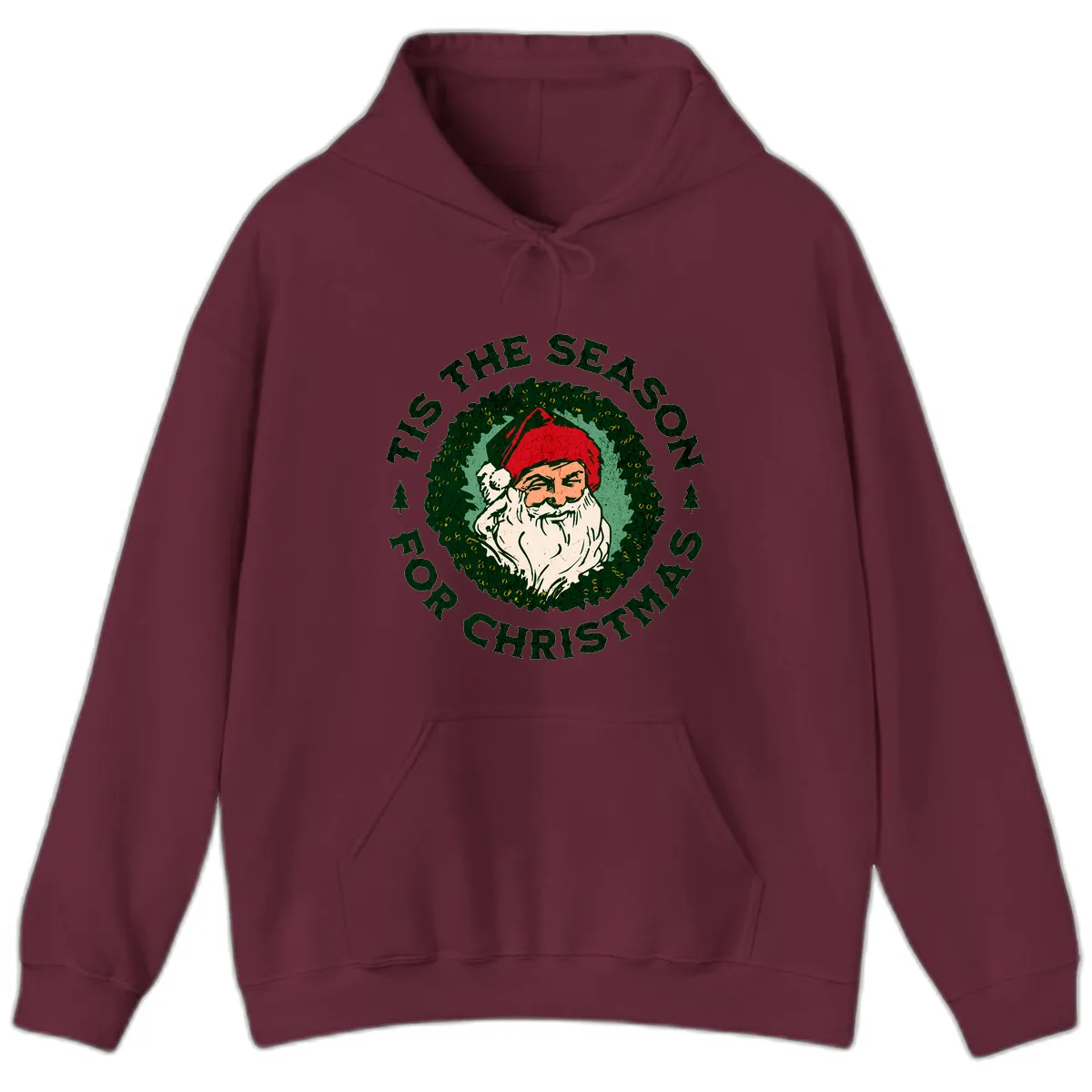 Tis The Season For Christmas Santa Hoodie in Maroon