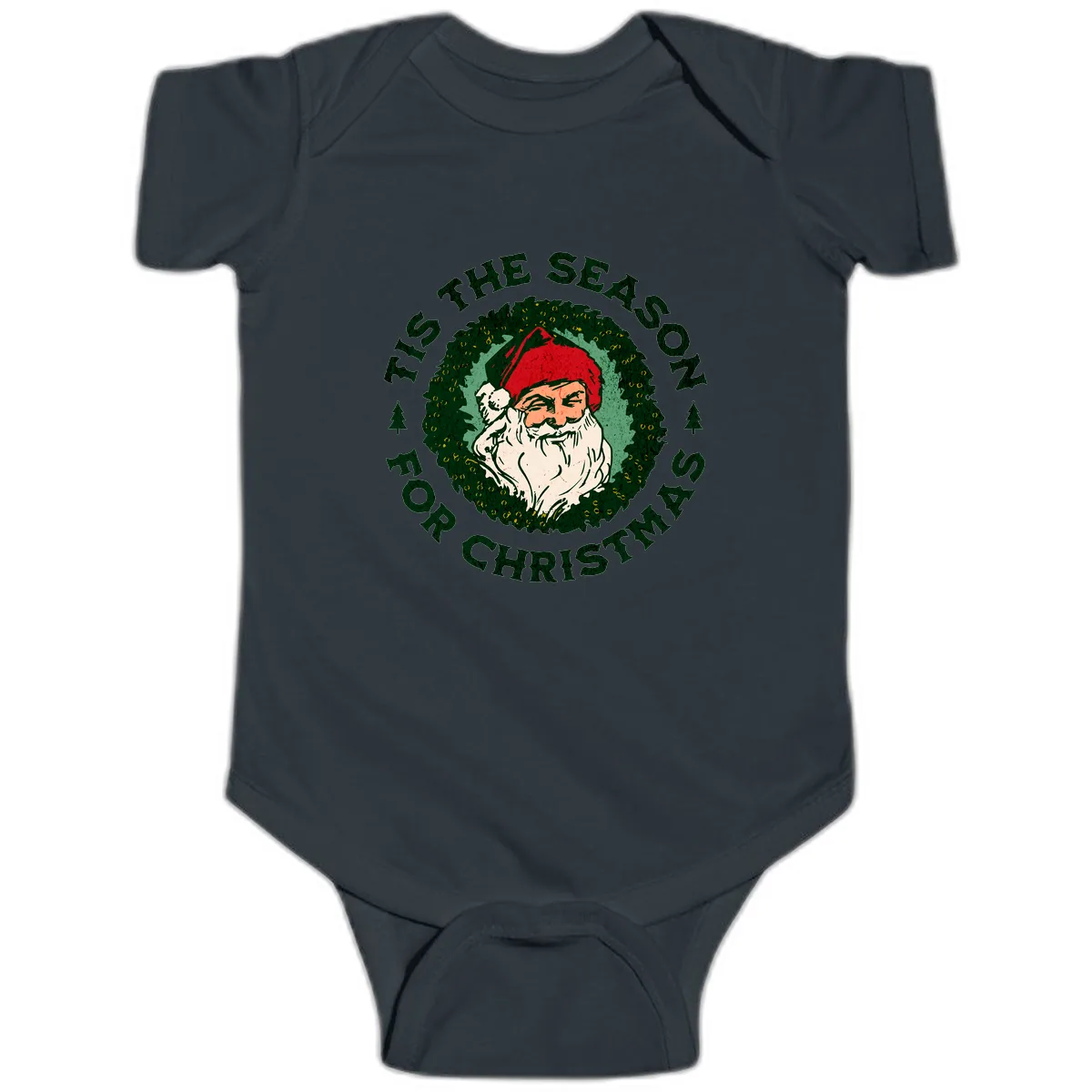 Tis The Season For Christmas Santa Baby Onesie in Black