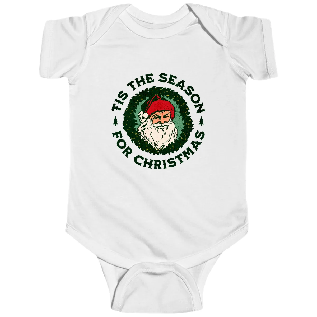 Tis The Season For Christmas Santa Baby Onesie in White