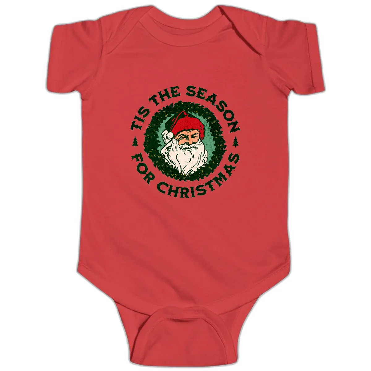 Tis The Season For Christmas Santa Baby Onesie in Red