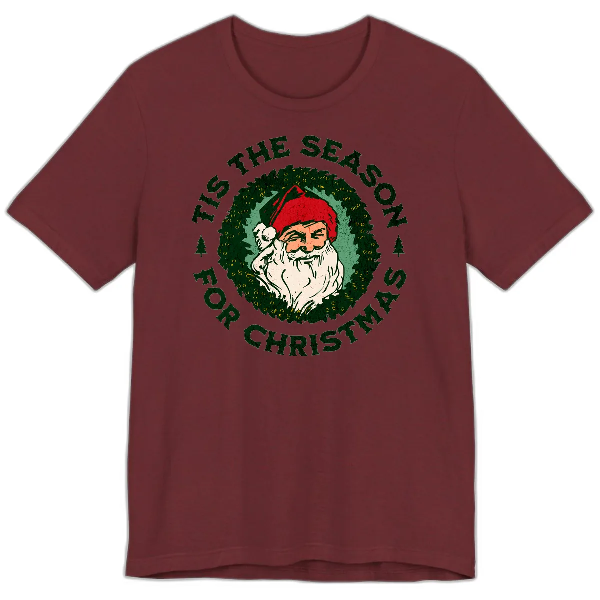 Tis The Season For Christmas Santa Premium T-Shirt in Heather Cardinal