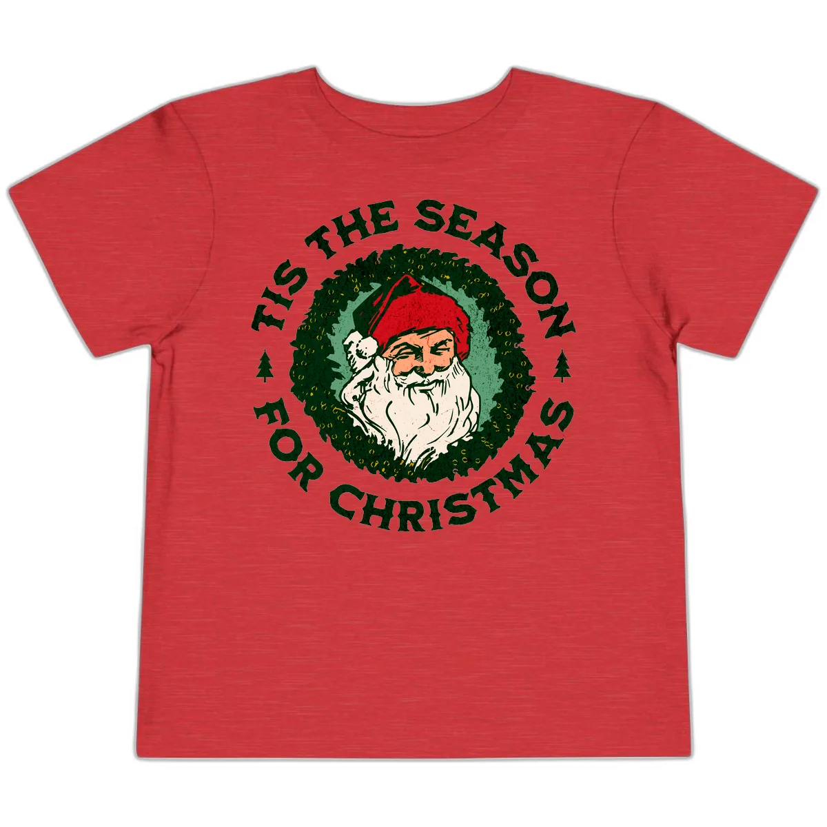 Tis The Season For Christmas Santa Toddler T-Shirt in Heather Red