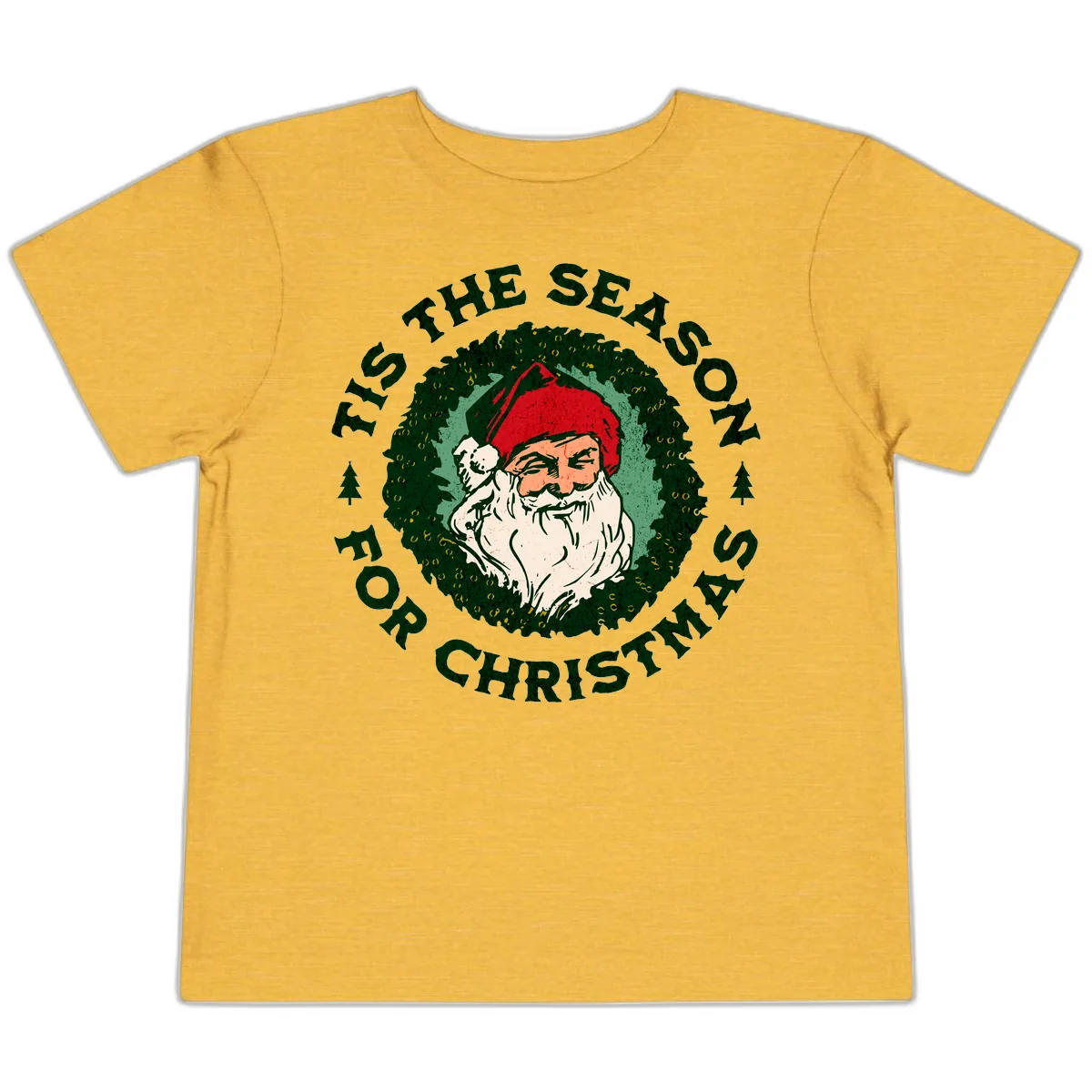 Tis The Season For Christmas Santa Toddler T-Shirt in Heather Yellow Gold