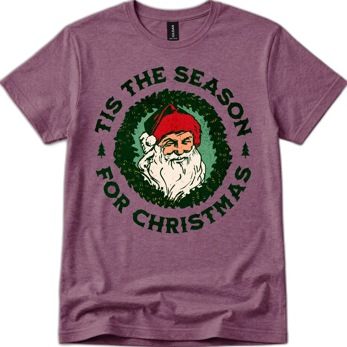 Tis The Season For Christmas Santa T-Shirt in Heather Maroon