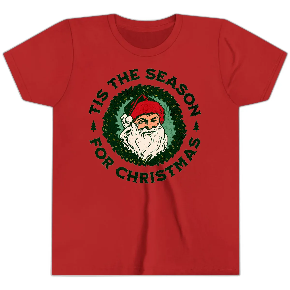 Tis The Season For Christmas Santa Youth T-Shirt in Red