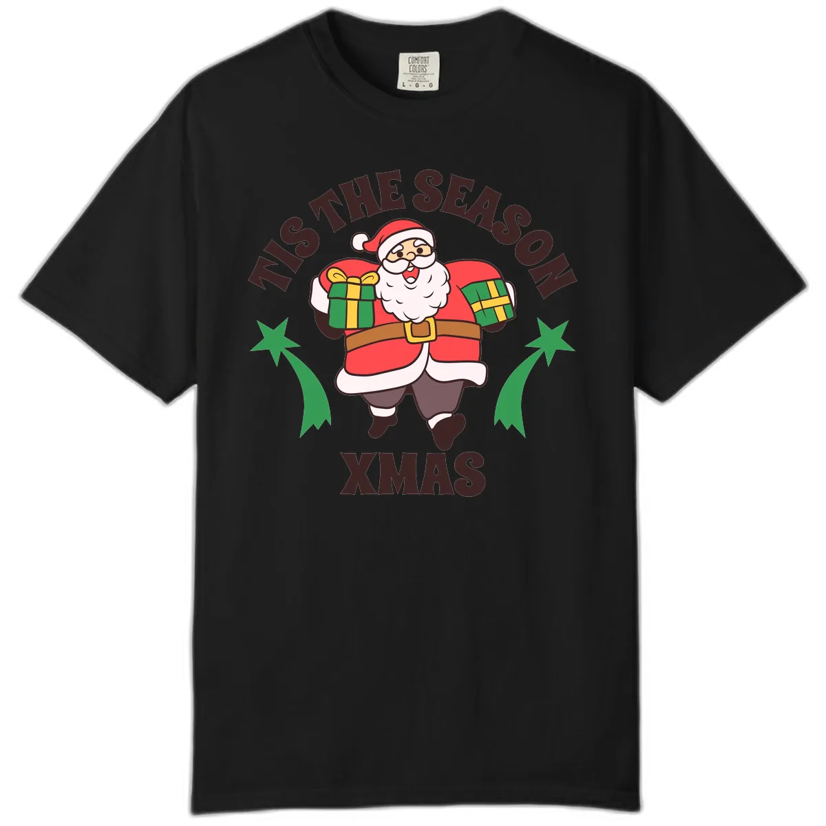 Tis The Season For Presents Santa Comfort Color in Black
