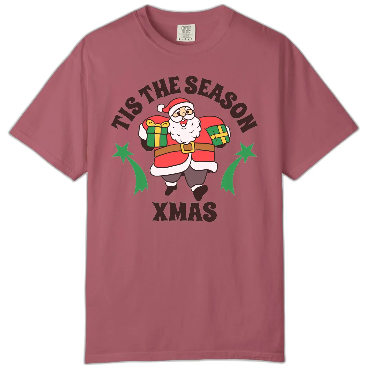 Tis The Season For Presents Santa Comfort Color in Crimson