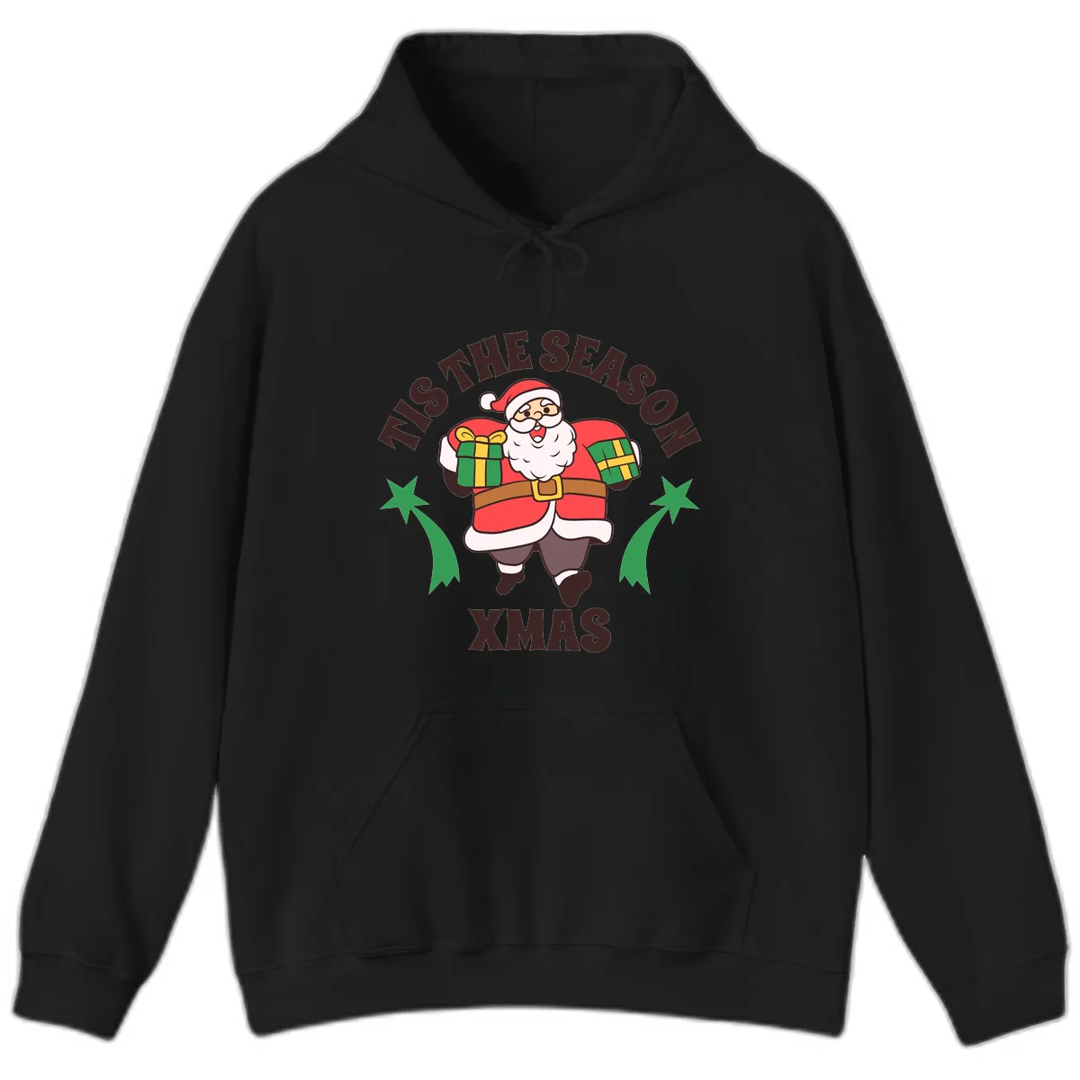 Tis The Season For Presents Santa Hoodie in Black