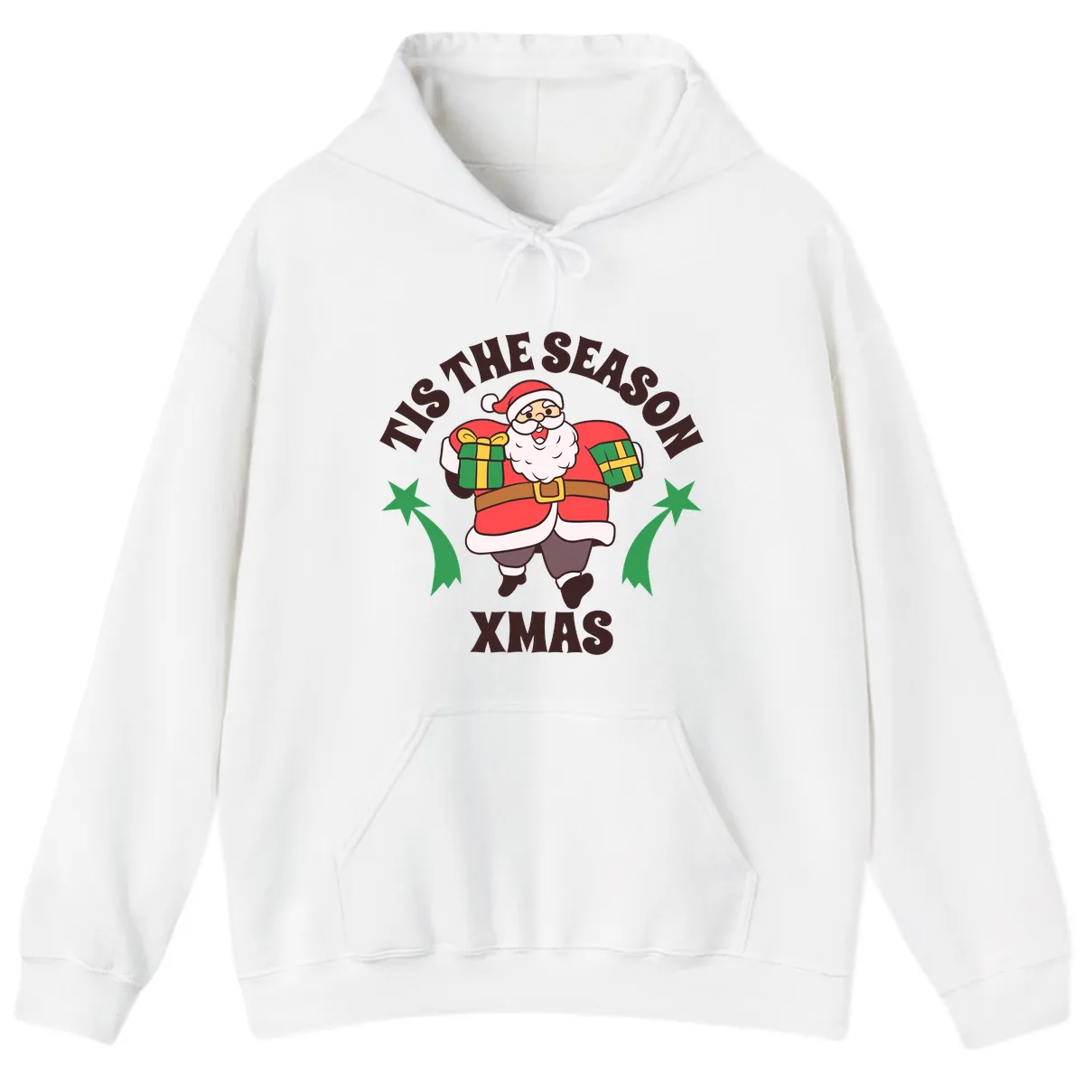 Tis The Season For Presents Santa Hoodie in White