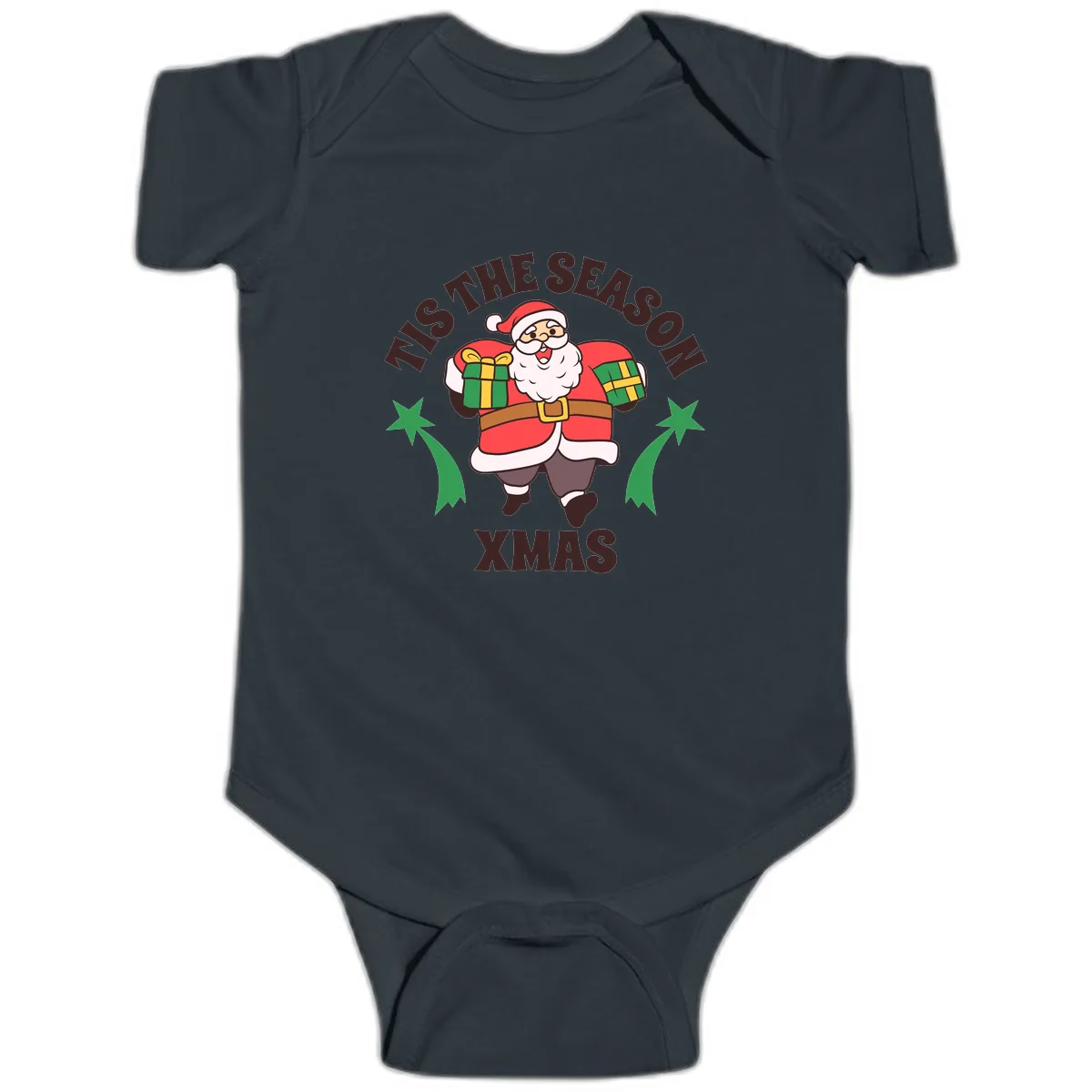 Tis The Season For Presents Santa Baby Onesie in Black