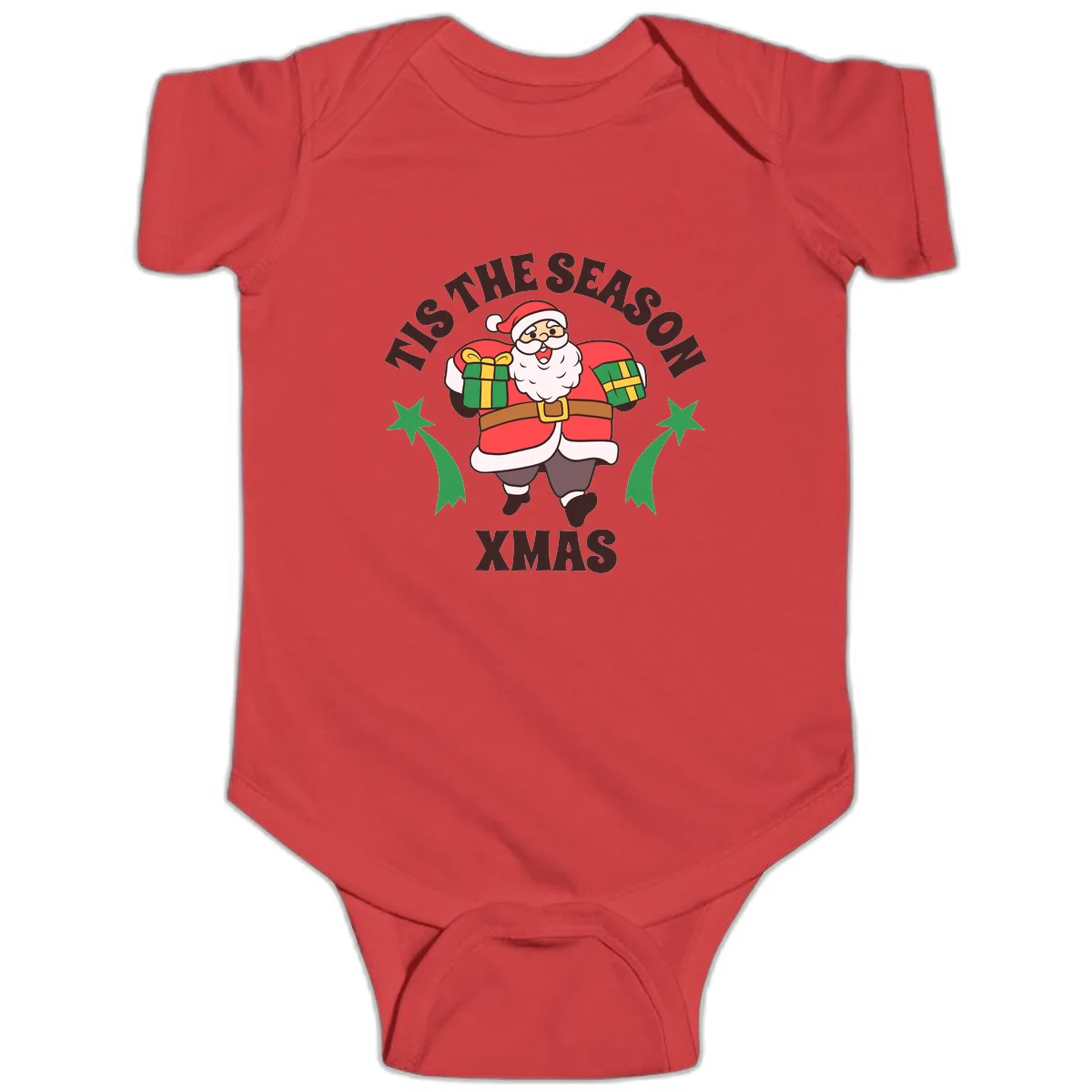 Tis The Season For Presents Santa Baby Onesie in Red