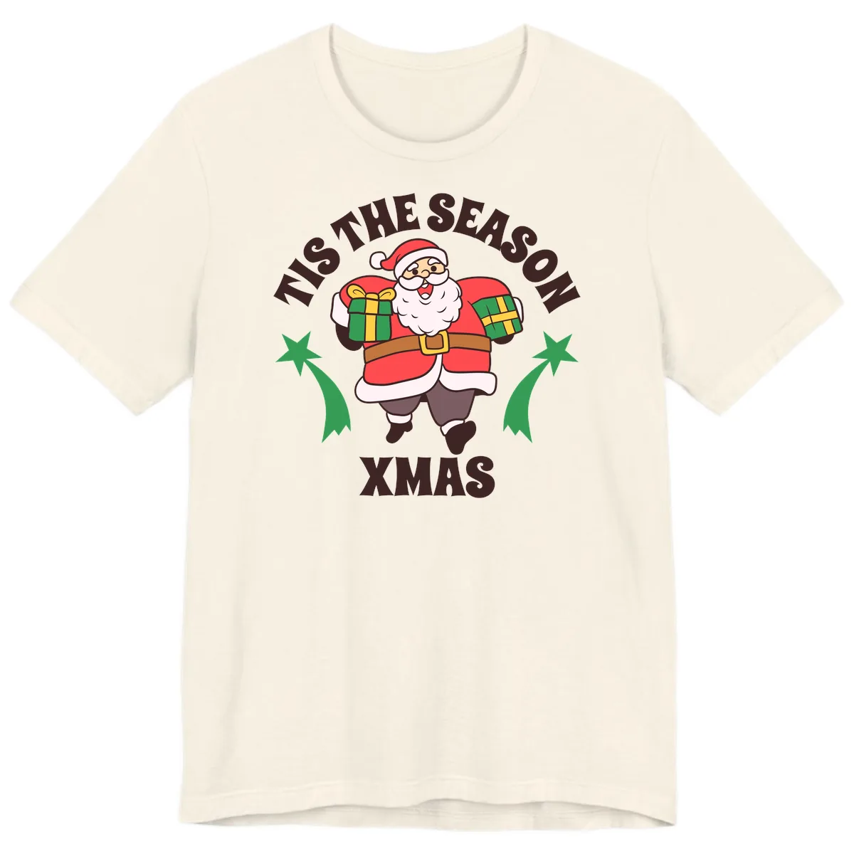 Tis The Season For Presents Santa Premium T-Shirt in Natural