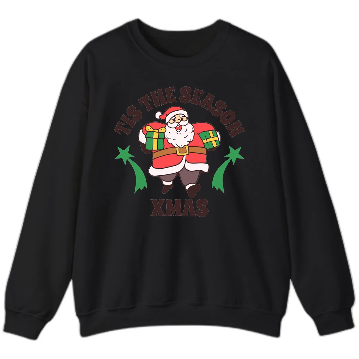 Tis The Season For Presents Santa Sweatshirt in Black