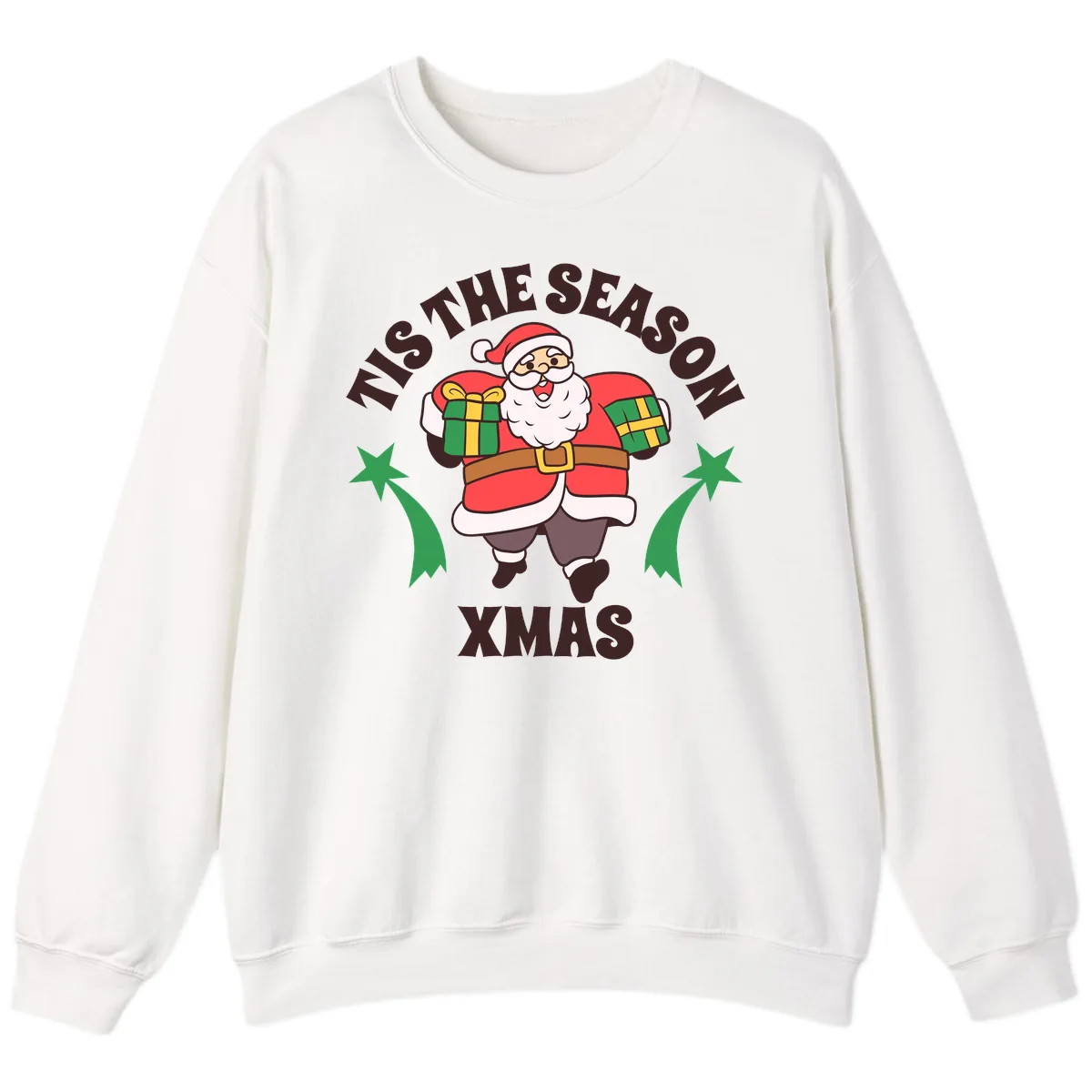 Tis The Season For Presents Santa Sweatshirt in White