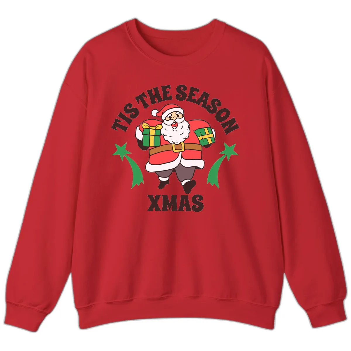 Tis The Season For Presents Santa Sweatshirt in Red