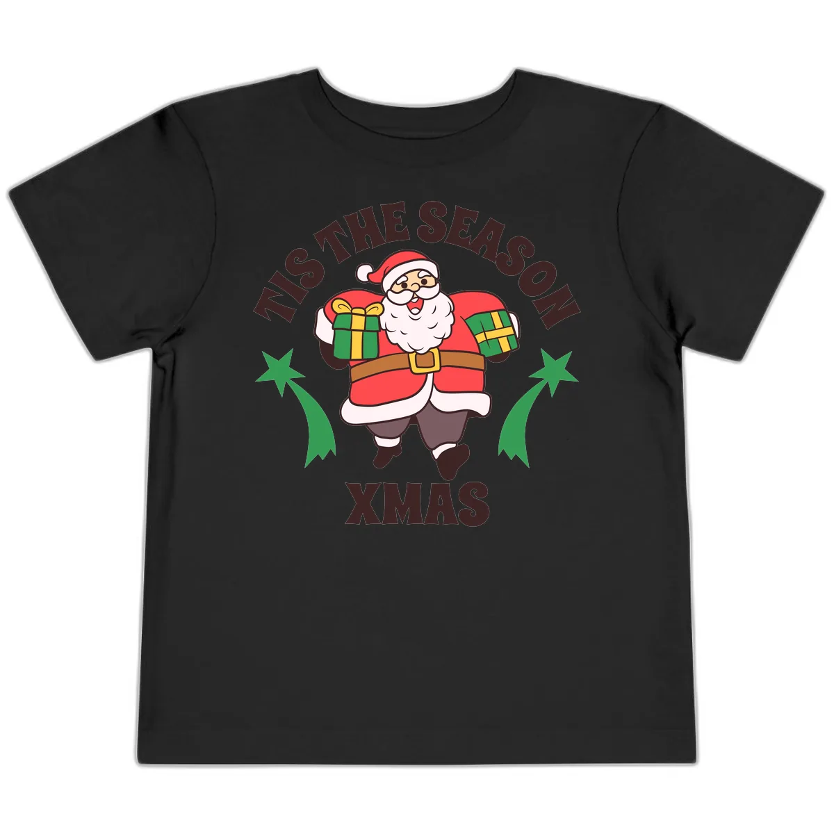 Tis The Season For Presents Santa Toddler T-Shirt in Black