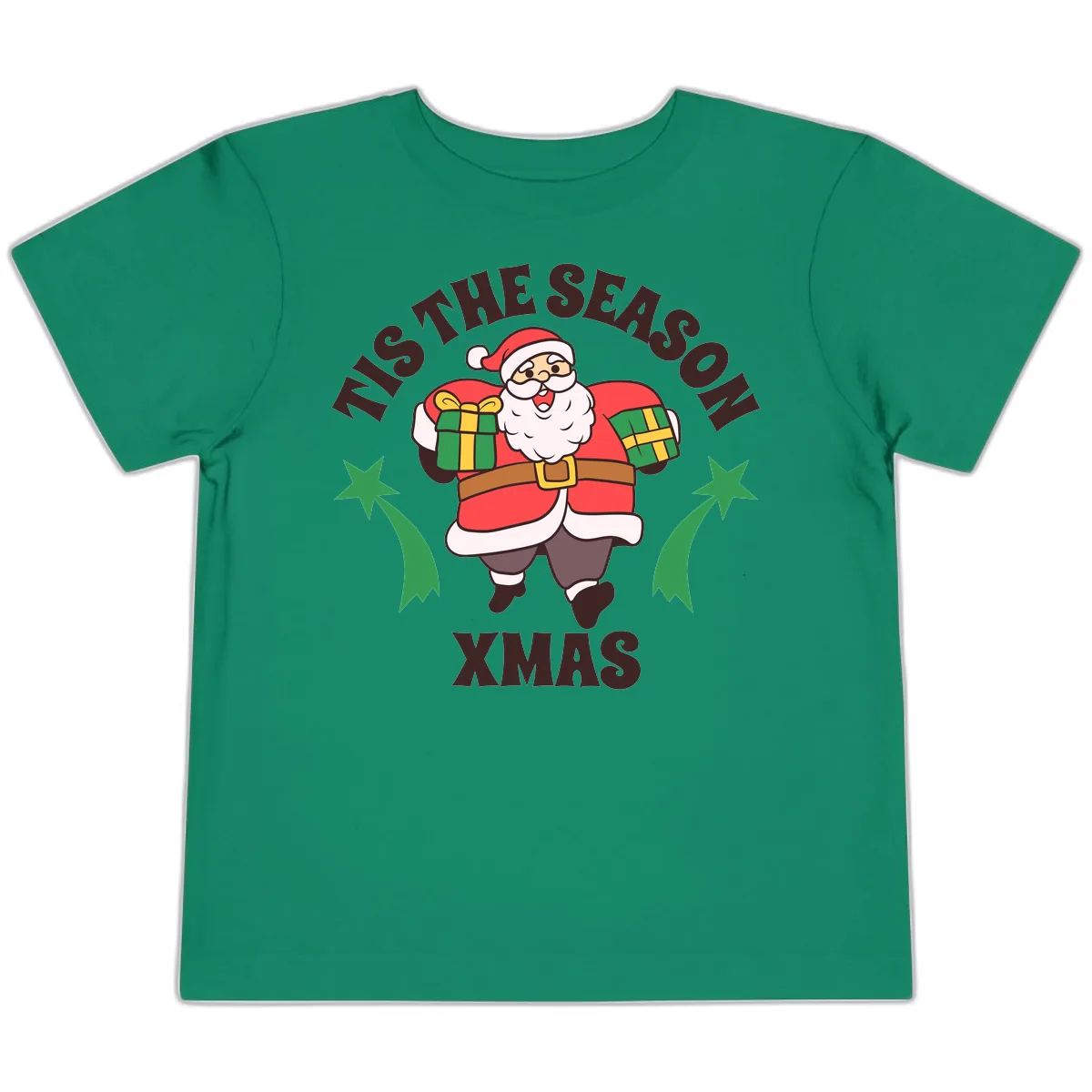 Tis The Season For Presents Santa Toddler T-Shirt in Kelly