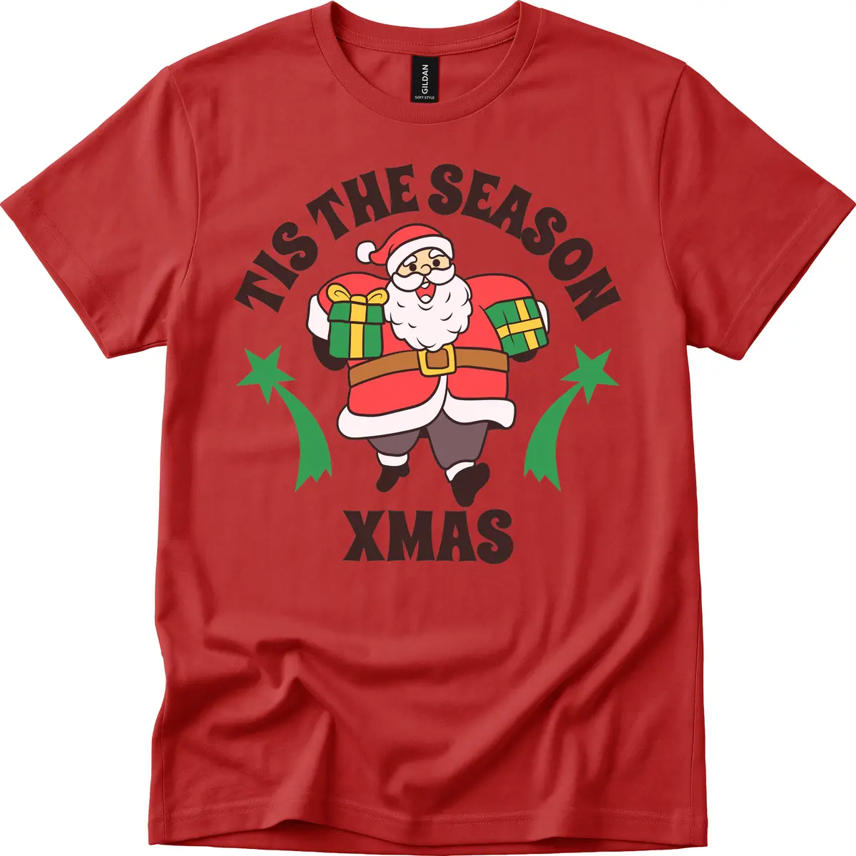 Tis The Season For Presents Santa T-Shirt in Red