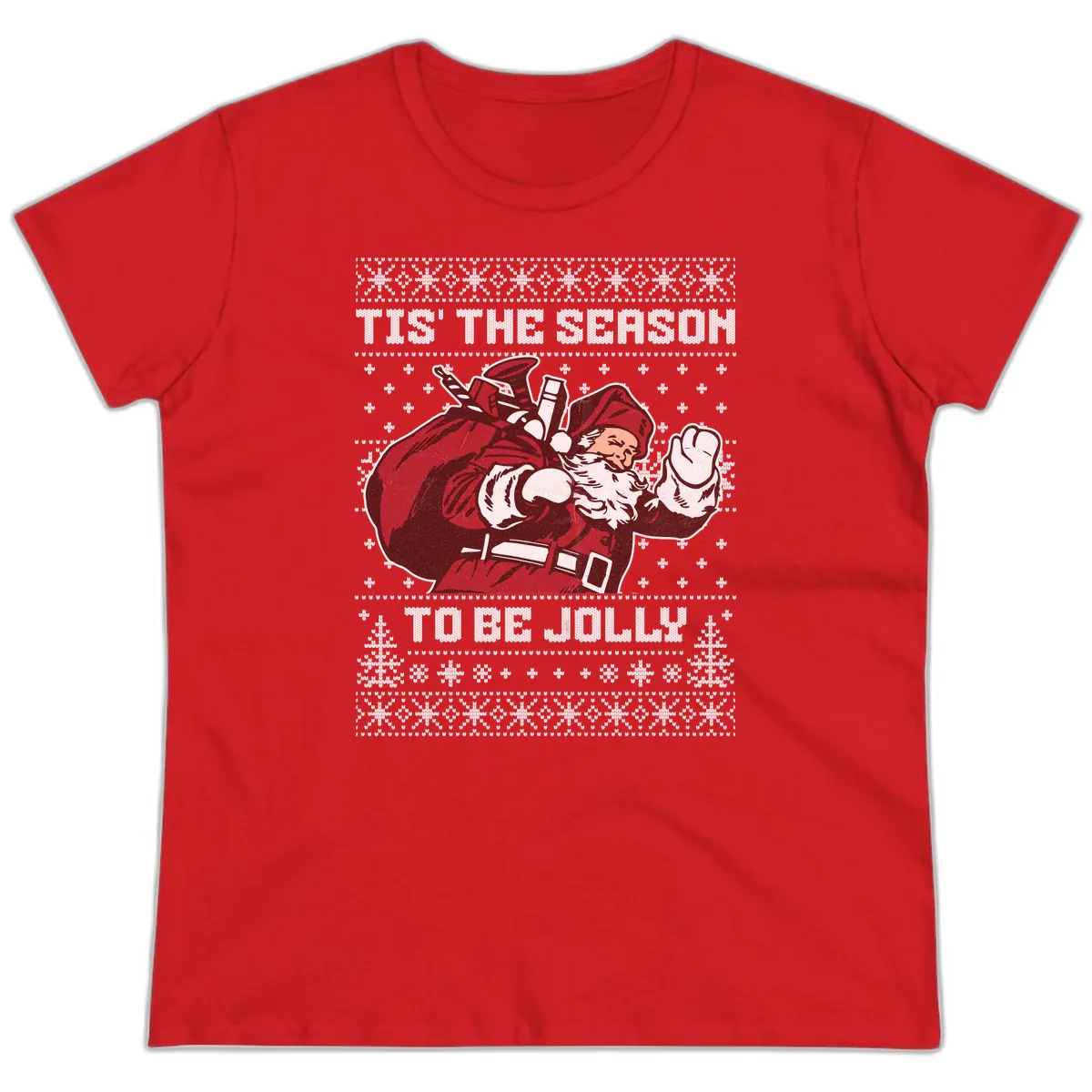 Tis The Season To Be Jolly Ladies Tee in Red