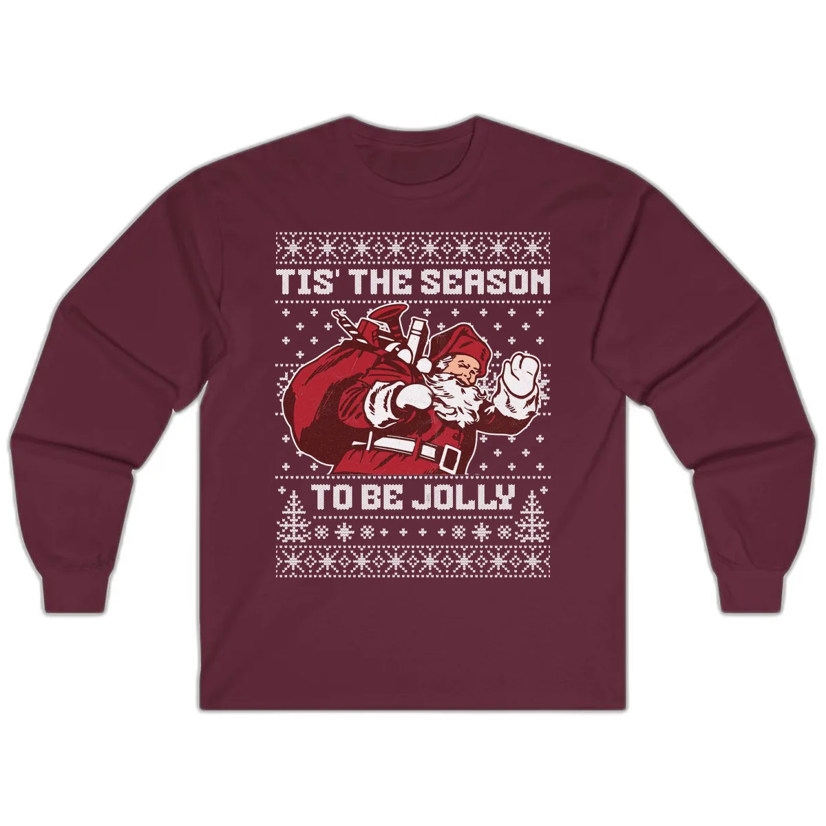 Tis The Season To Be Jolly Long Sleeve in Maroon