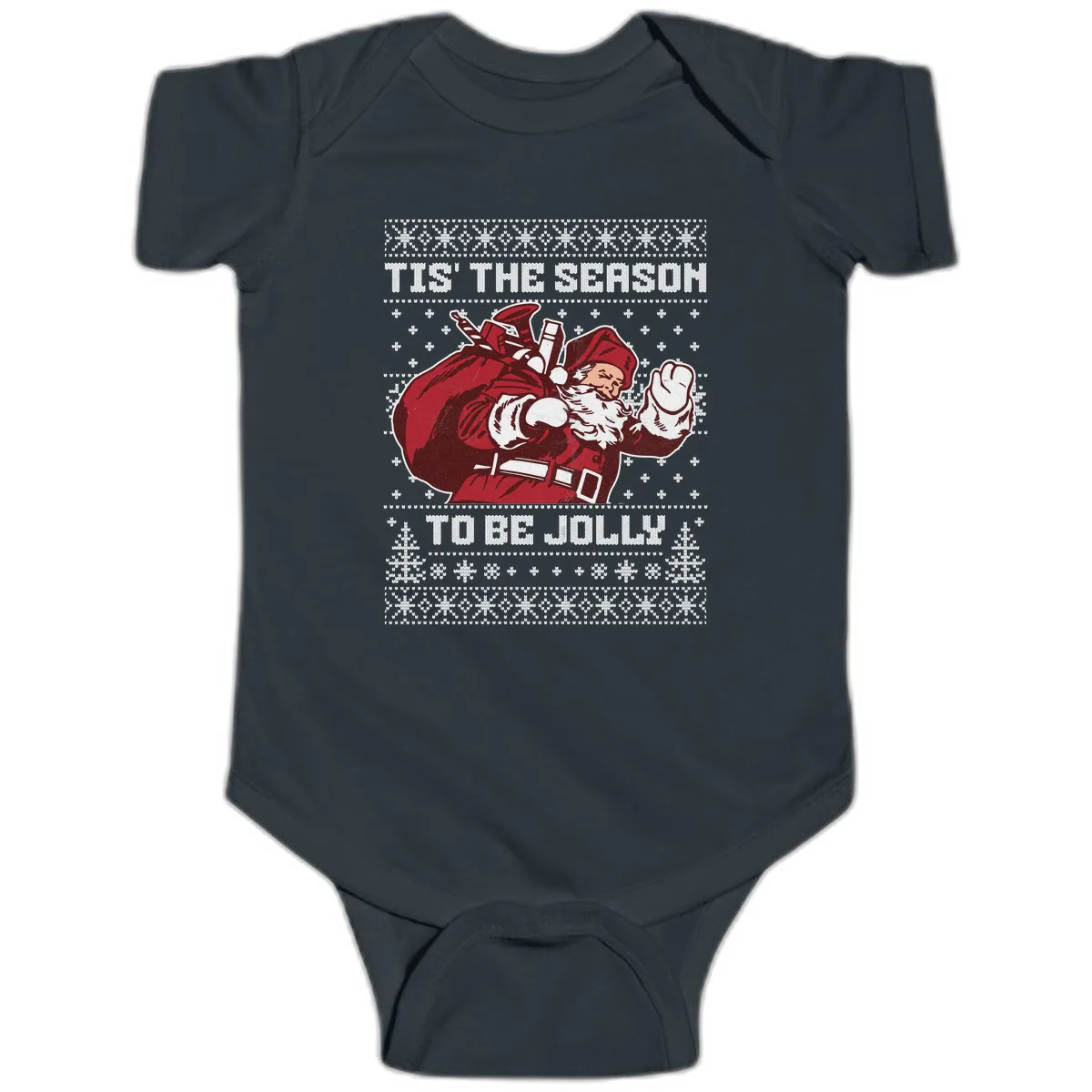 Tis The Season To Be Jolly Baby Onesie in Black