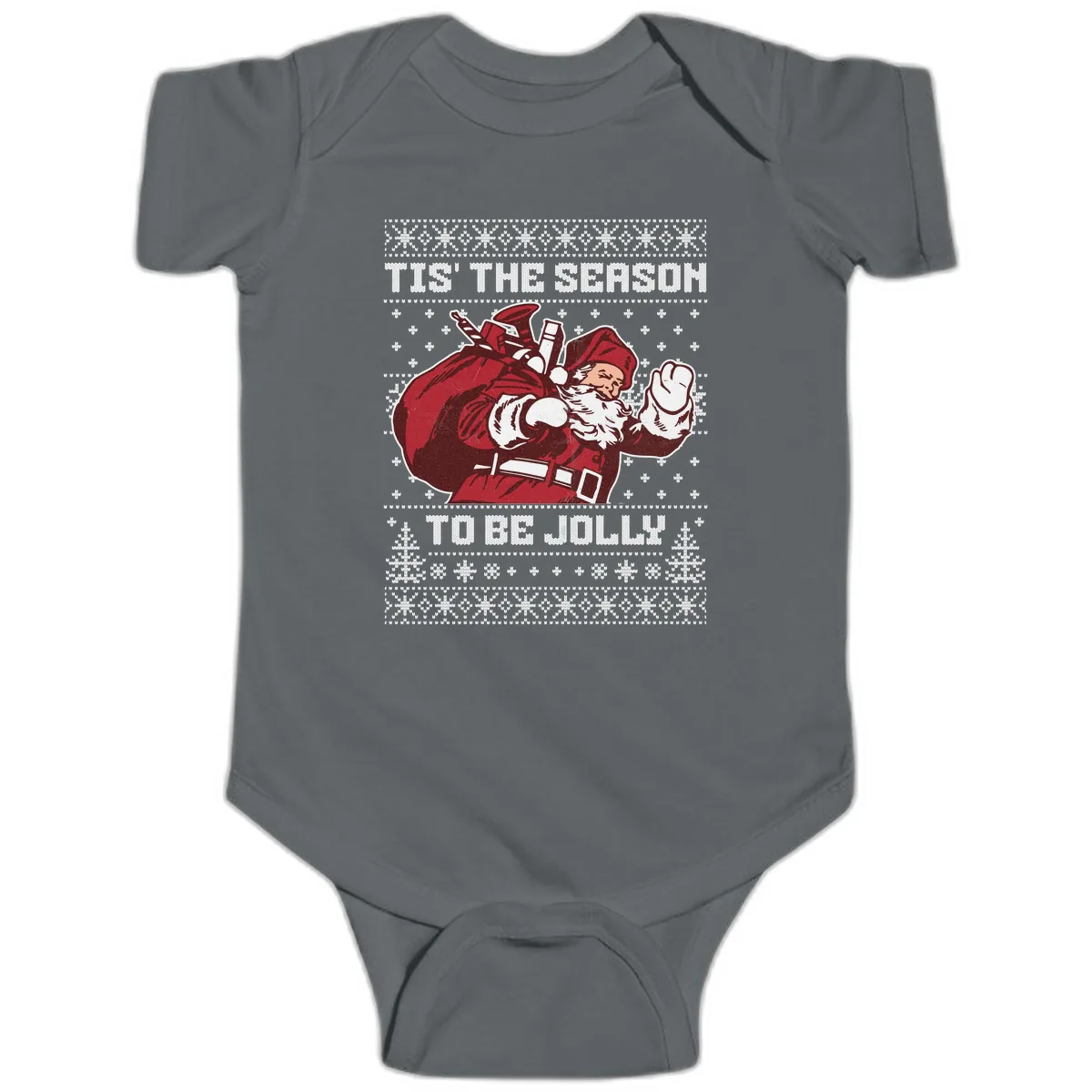 Tis The Season To Be Jolly Baby Onesie in Charcoal