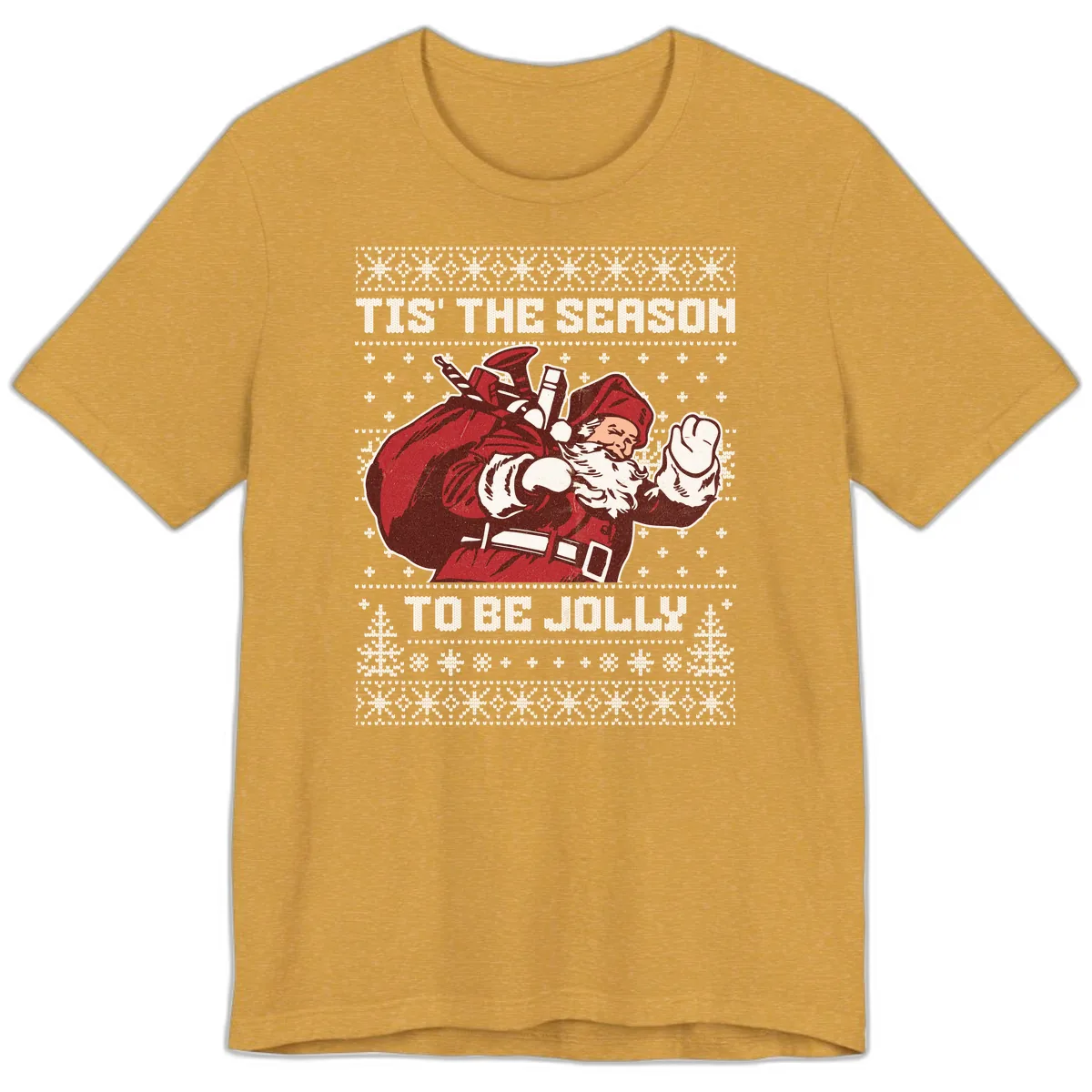 Tis The Season To Be Jolly Premium T-Shirt in Heather Mustard