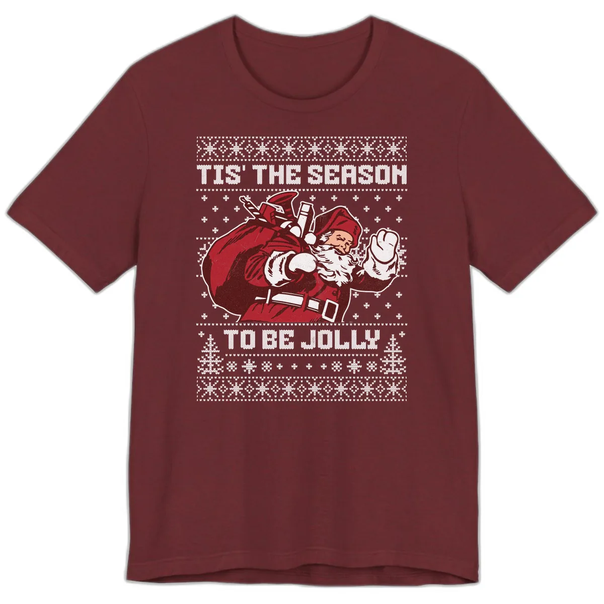 Tis The Season To Be Jolly Premium T-Shirt in Heather Cardinal