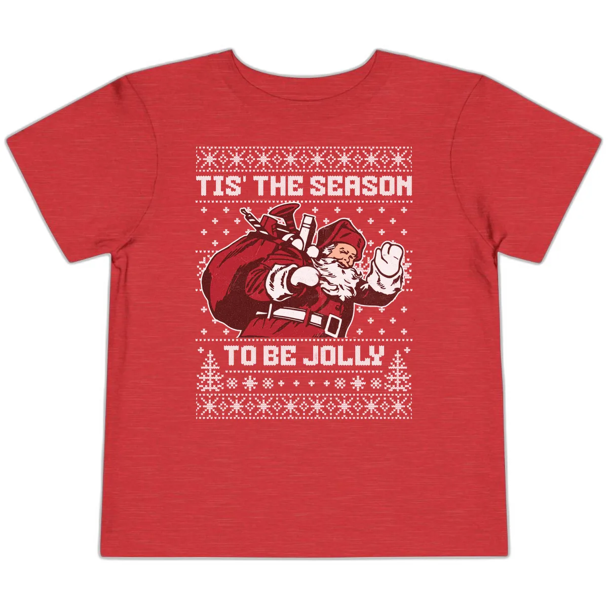 Tis The Season To Be Jolly Toddler T-Shirt in Heather Red
