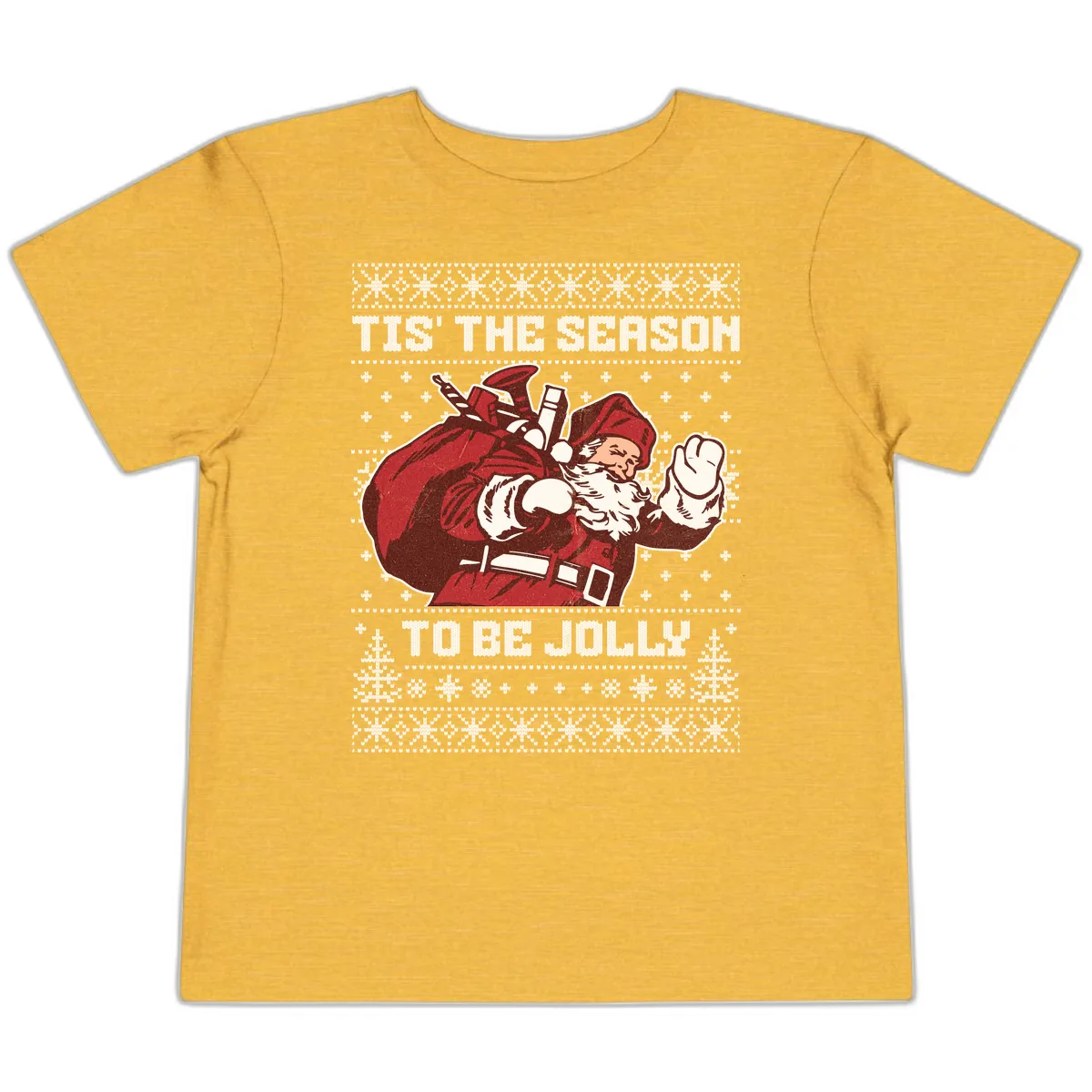 Tis The Season To Be Jolly Toddler T-Shirt in Heather Yellow Gold