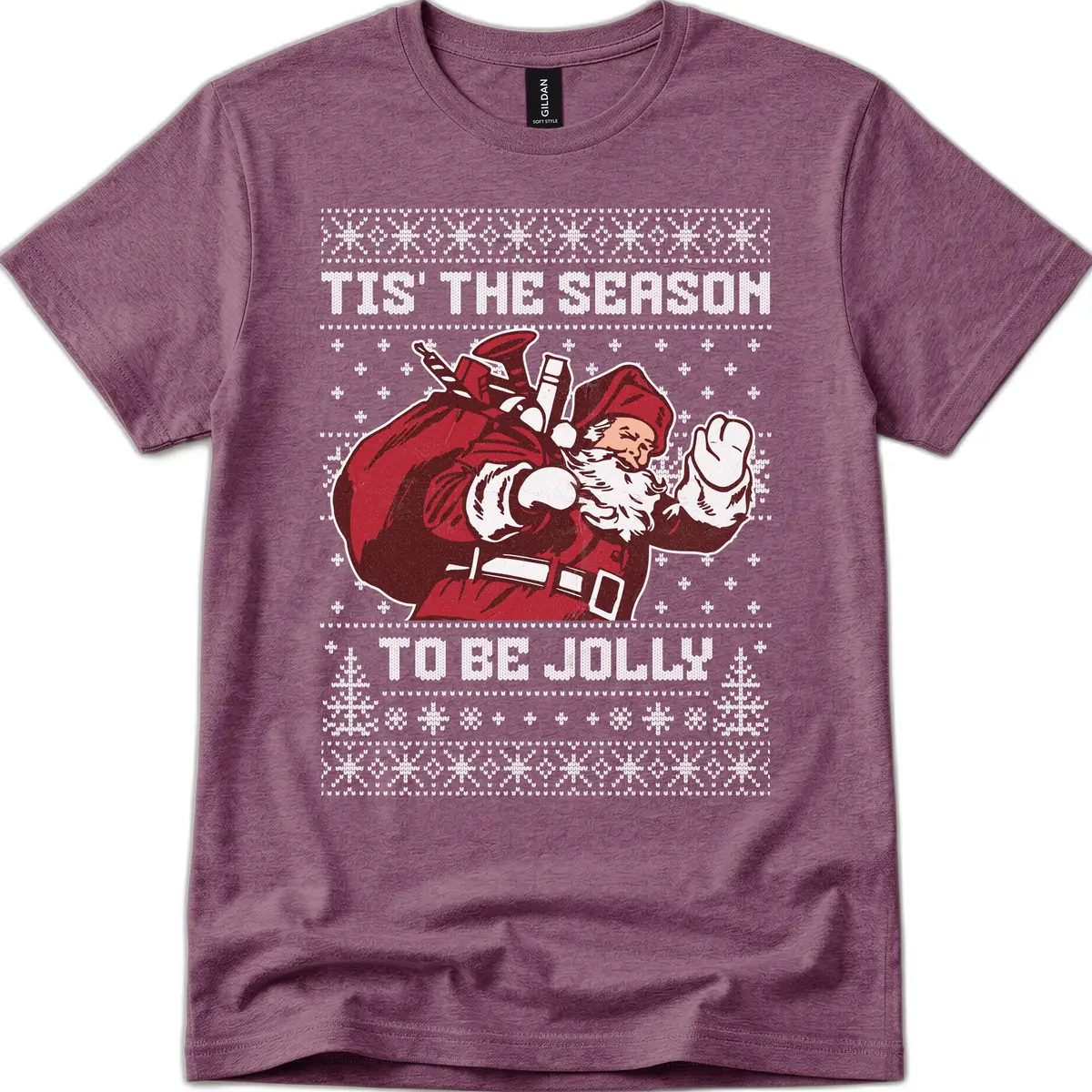 Tis The Season To Be Jolly T-Shirt in Heather Maroon