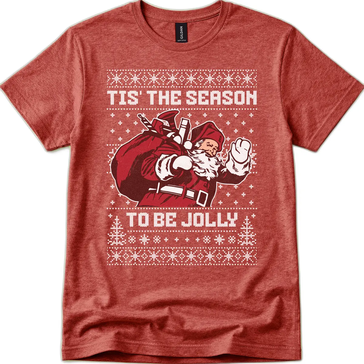 Tis The Season To Be Jolly T-Shirt in Heather Cardinal
