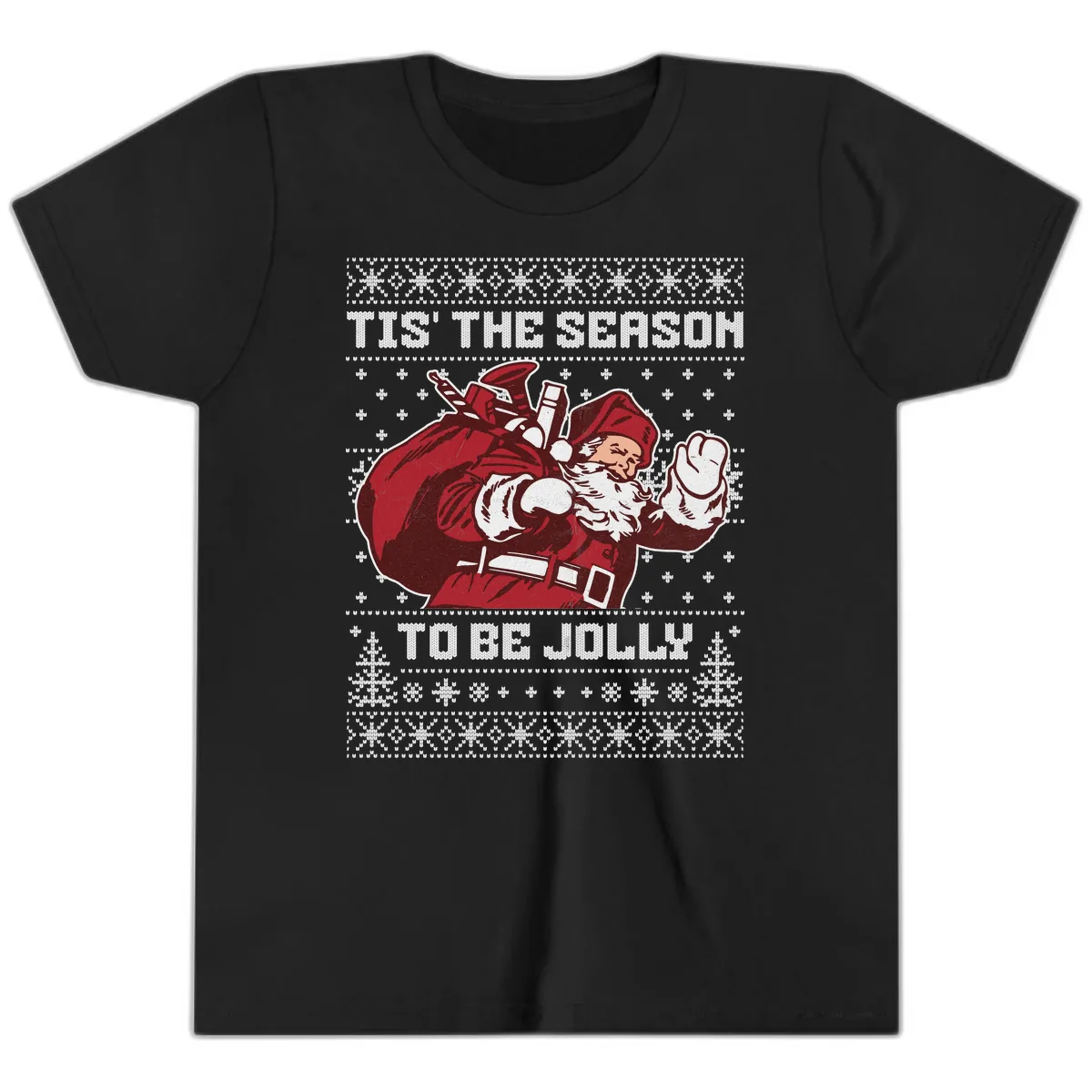 Tis The Season To Be Jolly Youth T-Shirt in Black