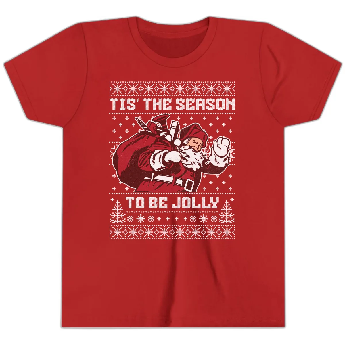 Tis The Season To Be Jolly Youth T-Shirt in Red