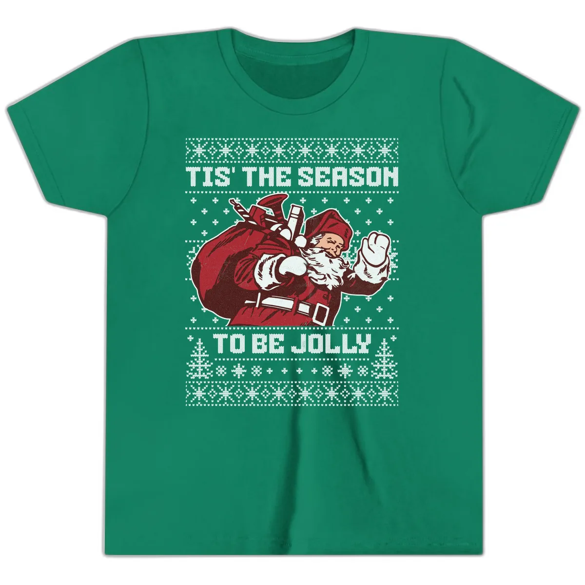 Tis The Season To Be Jolly Youth T-Shirt in Kelly