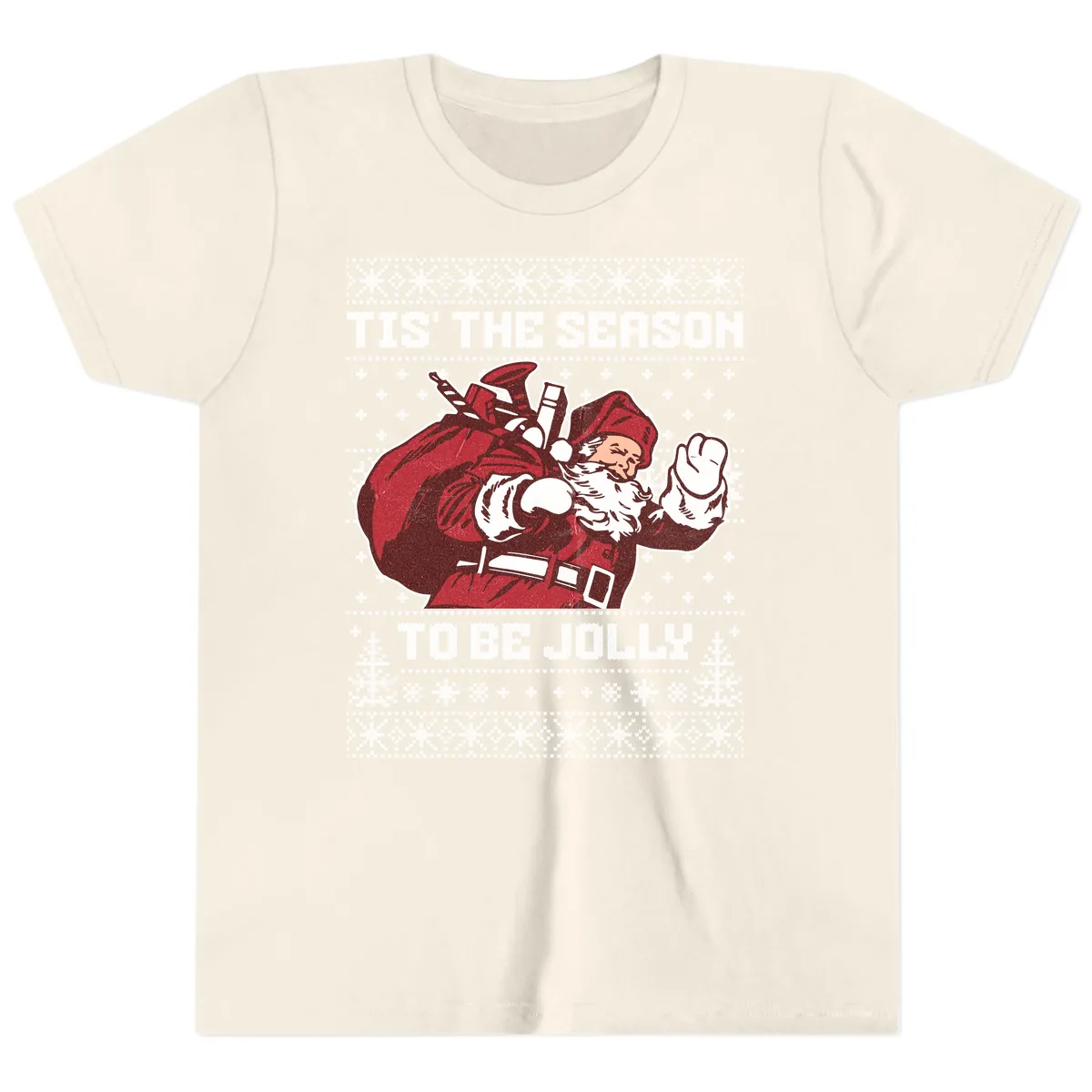 Tis The Season To Be Jolly Youth T-Shirt in Natural