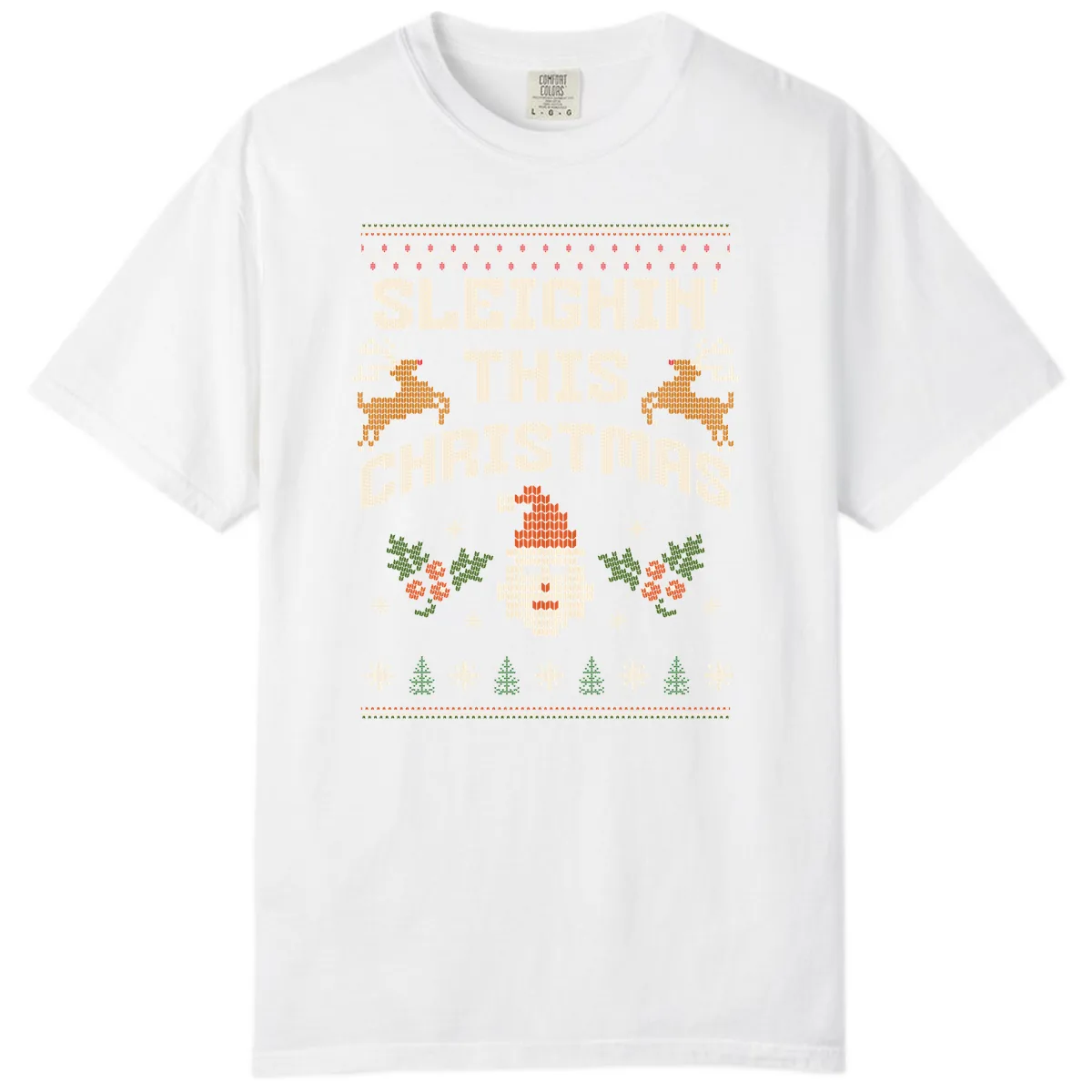 Sleighin' This Christmas Design Comfort Color in White