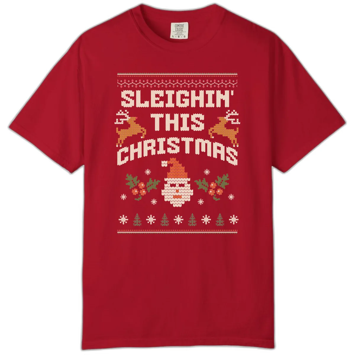 Sleighin' This Christmas Design Comfort Color in Red