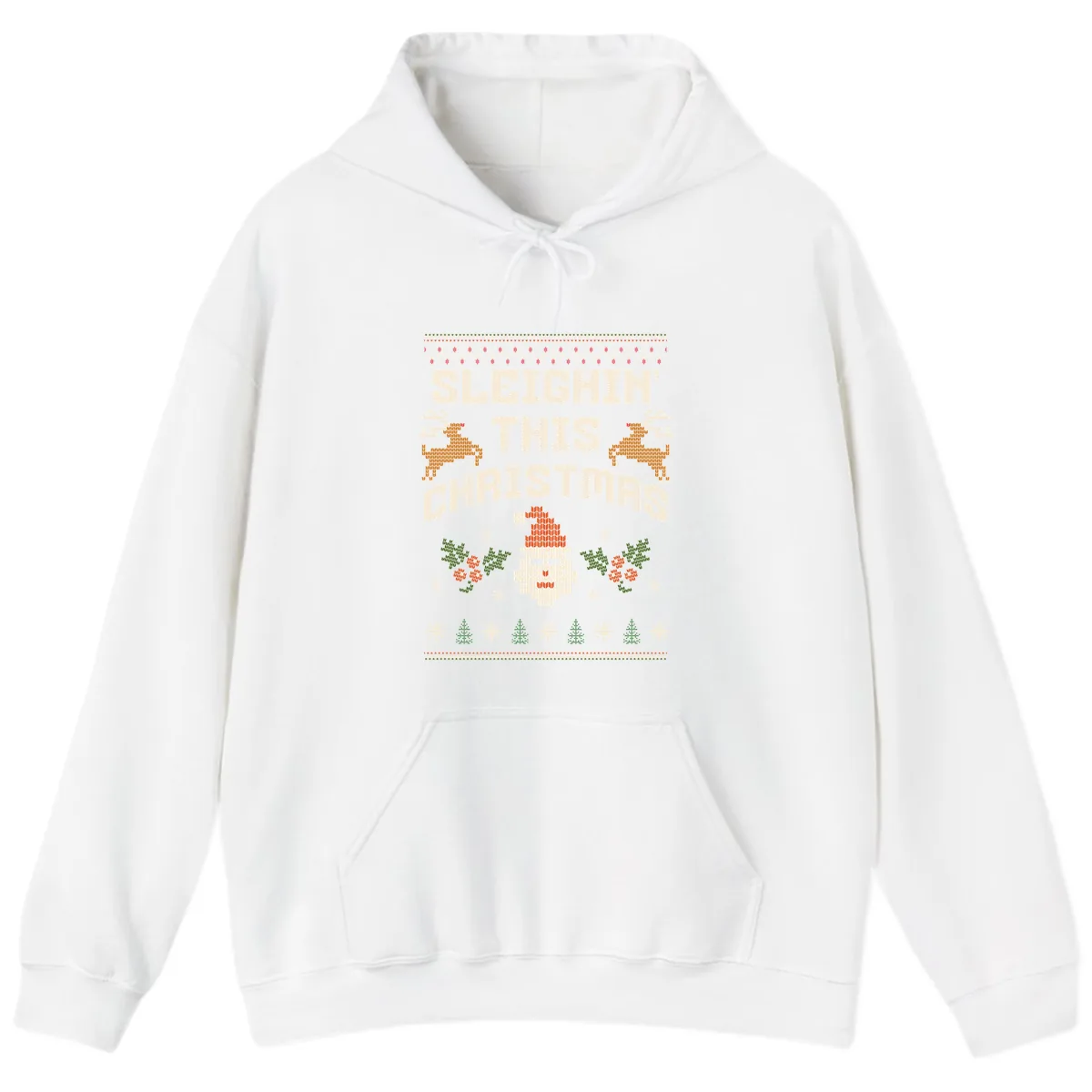 Sleighin' This Christmas Design Hoodie in White