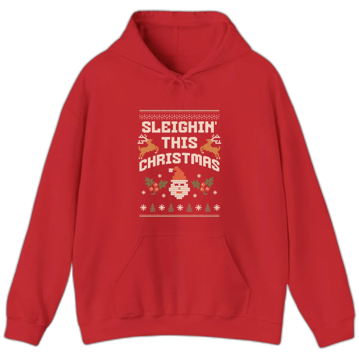 Sleighin' This Christmas Design Hoodie in Red