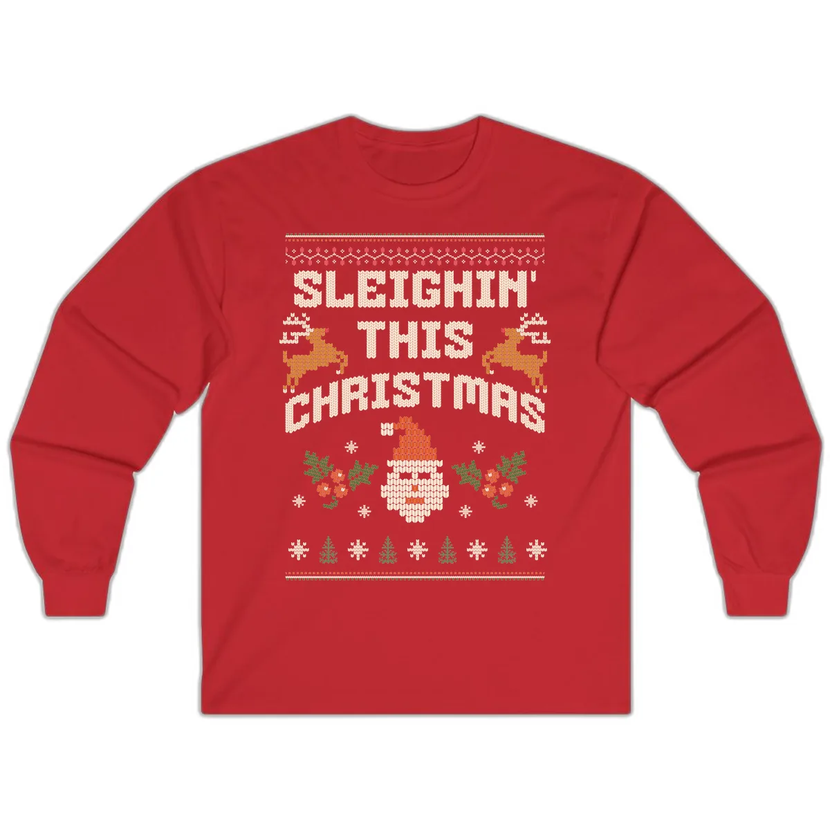 Sleighin' This Christmas Design Long Sleeve in Red