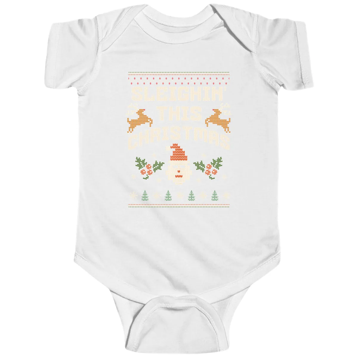Sleighin' This Christmas Design Baby Onesie in White