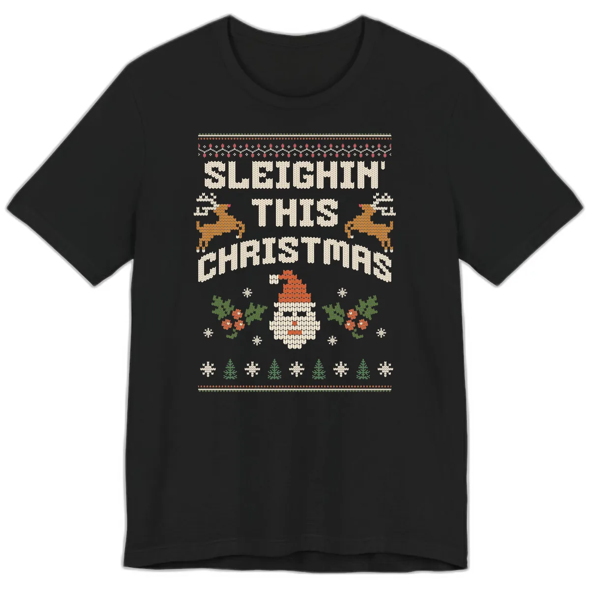 Sleighin' This Christmas Design Premium T-Shirt in Black