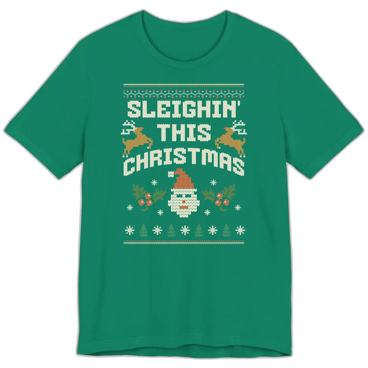 Sleighin' This Christmas Design Premium T-Shirt in Kelly