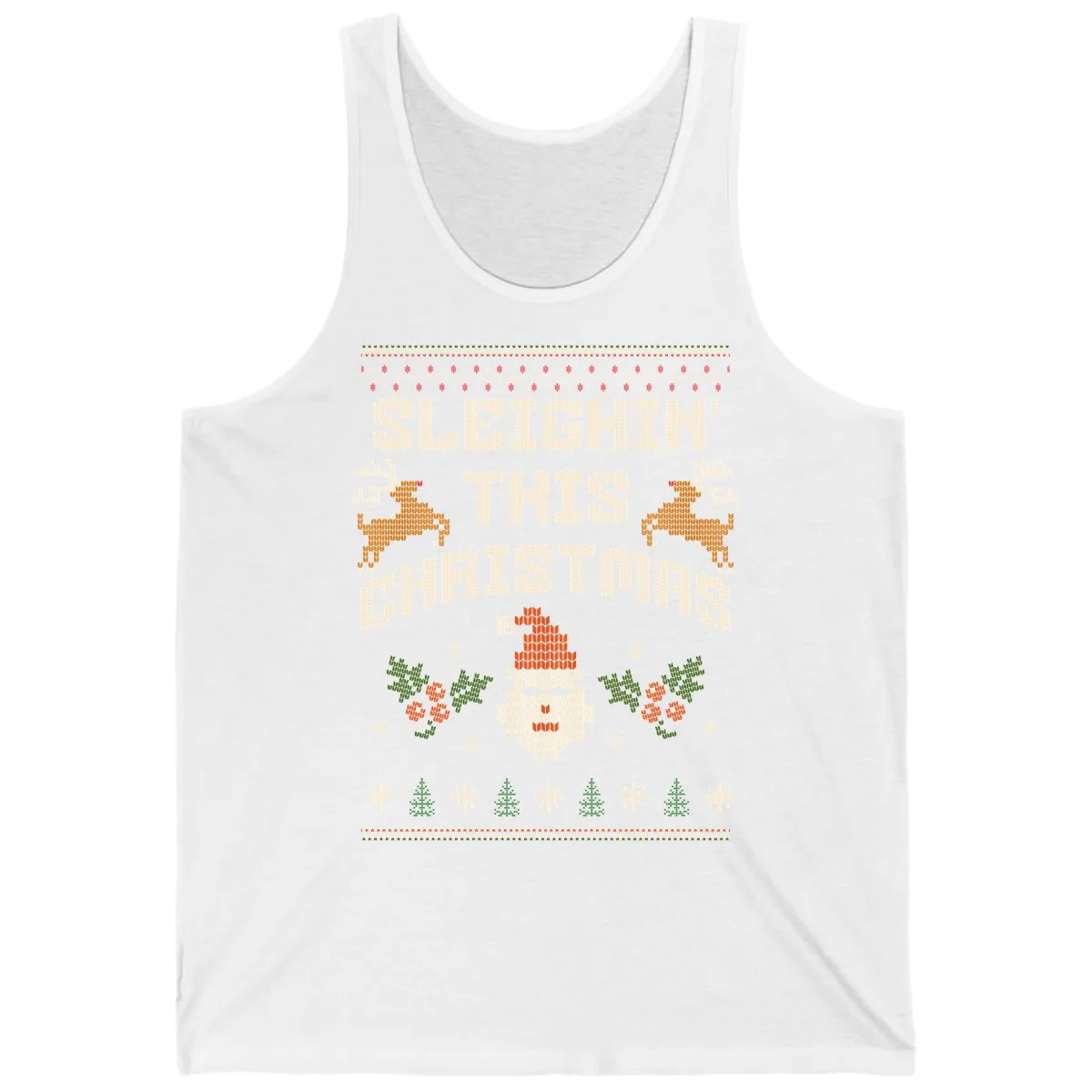 Sleighin' This Christmas Design Tank in White