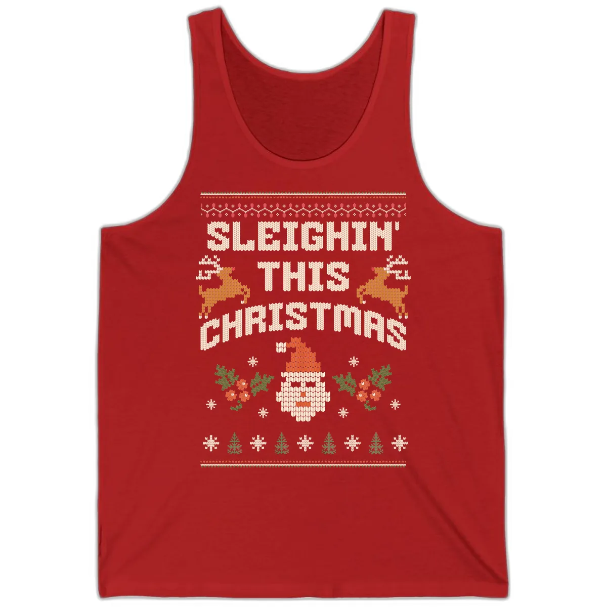 Sleighin' This Christmas Design Tank in Red