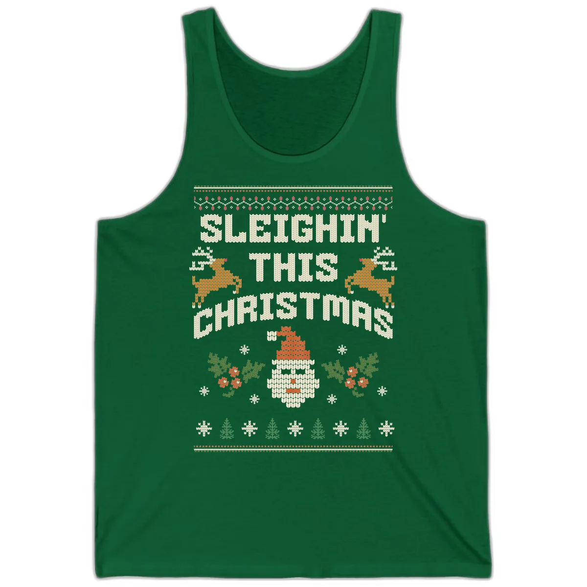 Sleighin' This Christmas Design Tank in Kelly